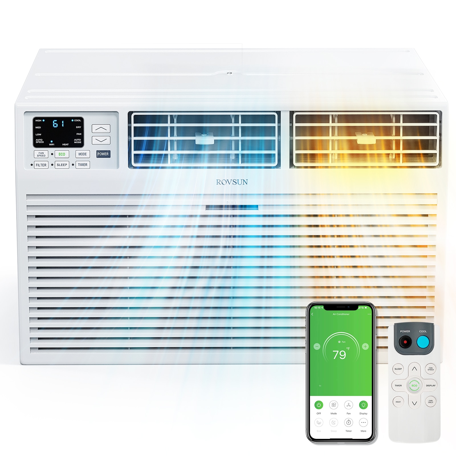 ROVSUN 8000 BTU 115V and 60Hz Through the Wall Air Conditioner with Heat/Remote APP and Voice Control/Timer Function/Compatible with Alexa and Google