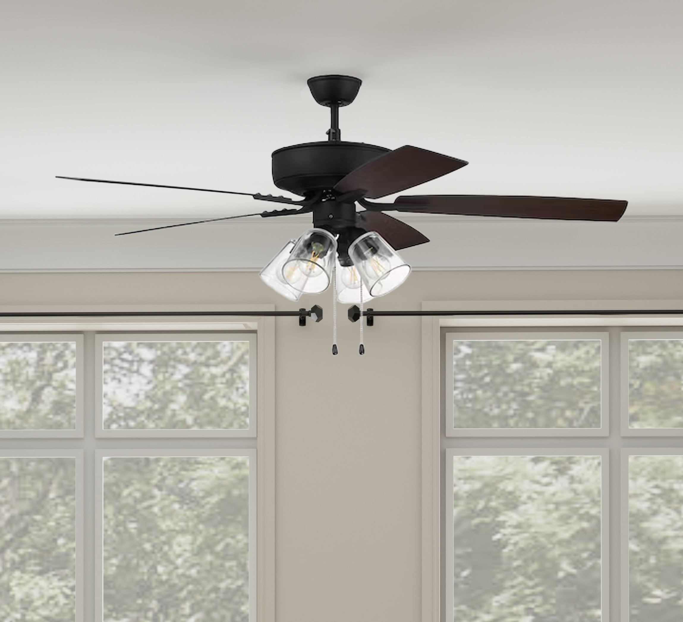 Craftmade P104ESP5-52ESPWLN Pro Plus 104 52-in Espresso with Espresso/Walnut Blades Ceiling Fan With Light ( 5 -Blade )