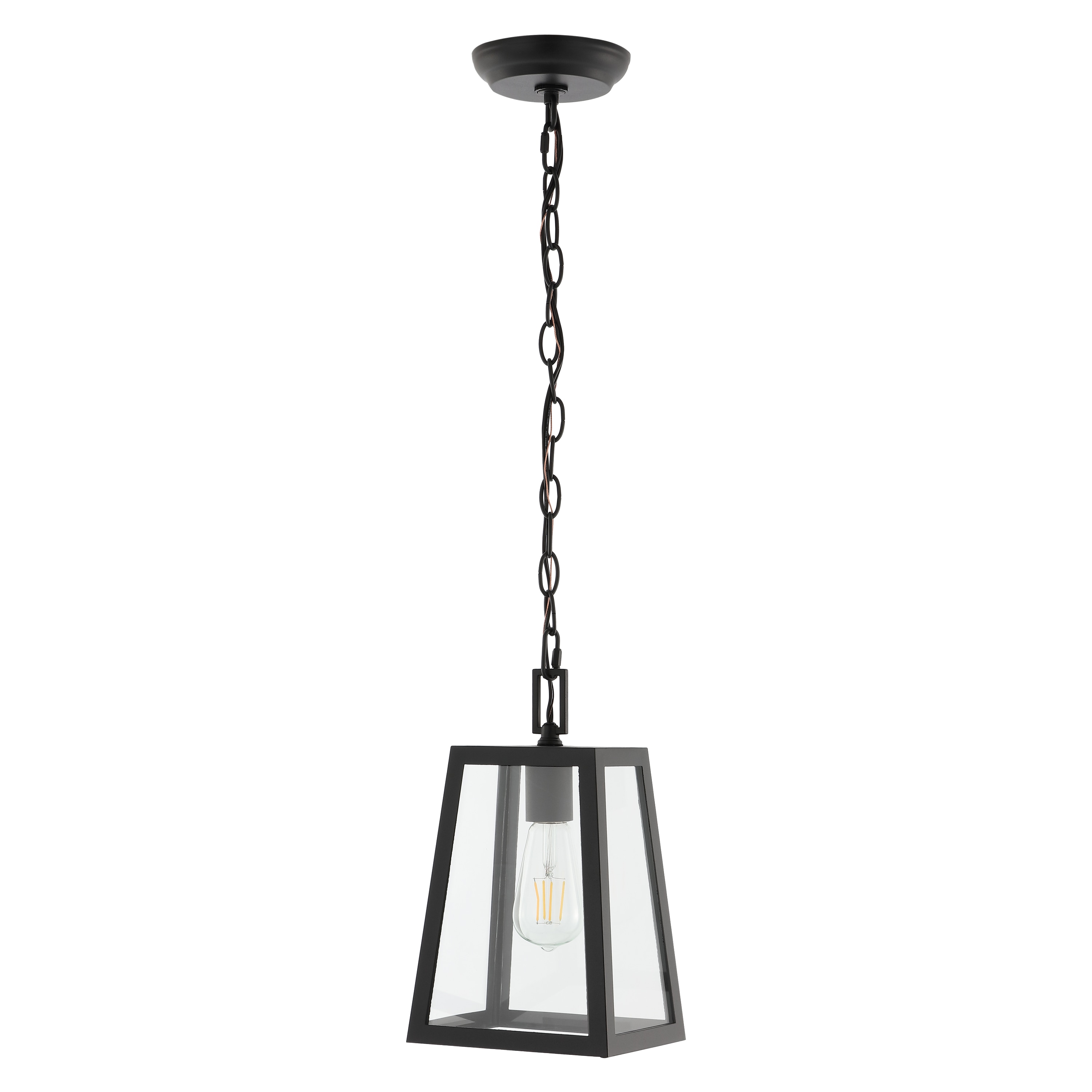 Black Glass LED Lantern Pendant Light