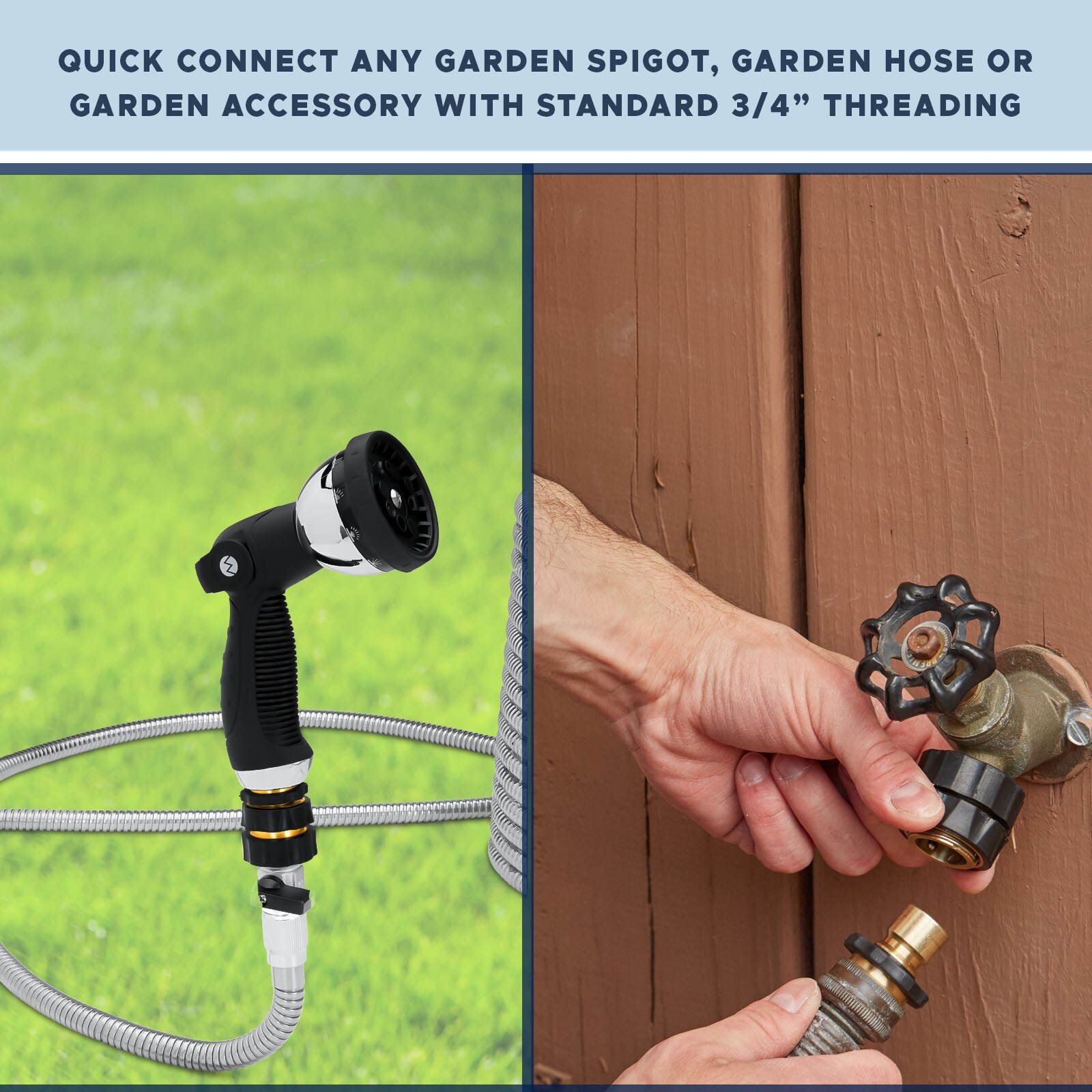 CAMCO Brass Garden Hose Quick Connectors - 90 Degree Elbow with