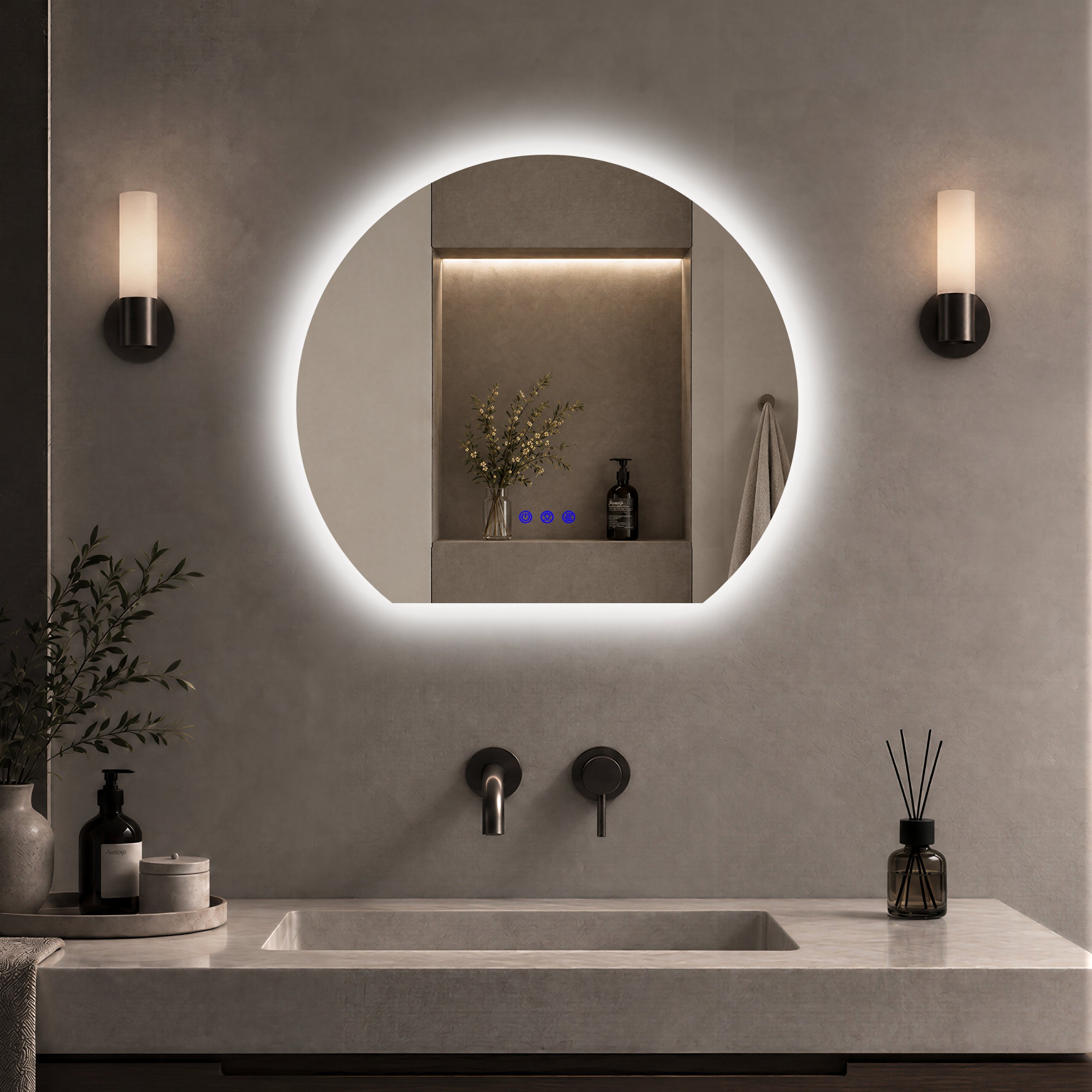 Yuaris 25 in. x 28 in. Novelty/Specialty Frameless with Backlit LED ...