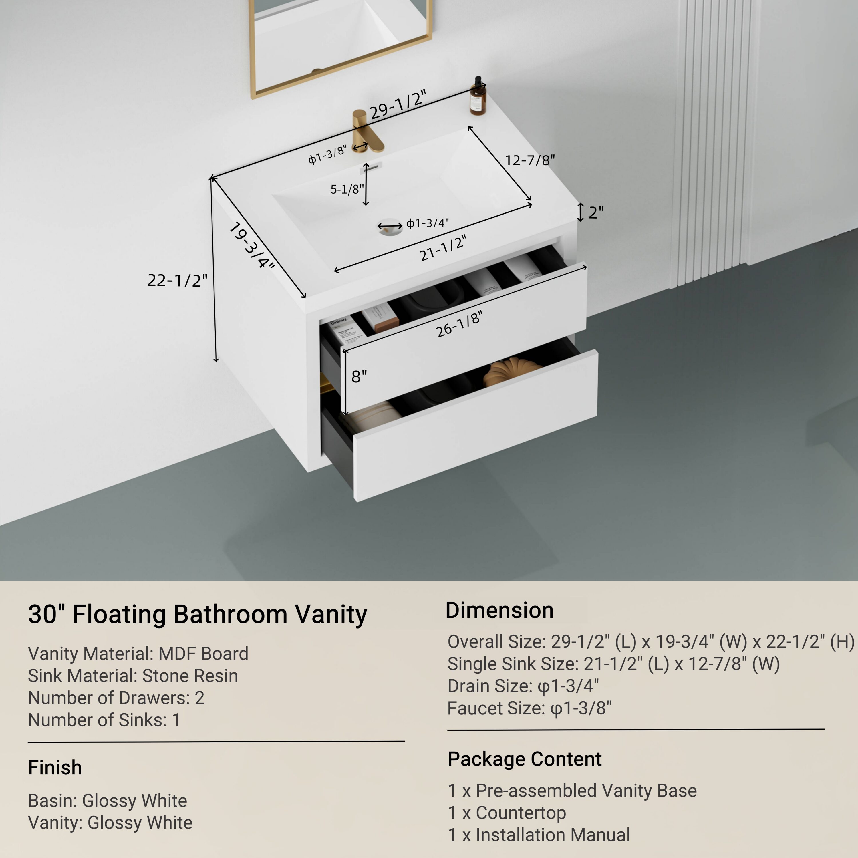 Forclover ABH-V1530WH Bath-Vanity-Combo - View #3
