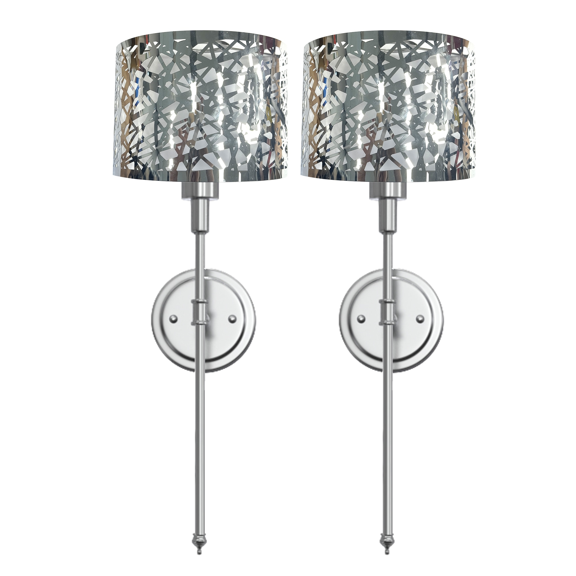 YANSUN 7.9-in W 2 -Light Chrome Hardwired Damp rated Wall Sconce