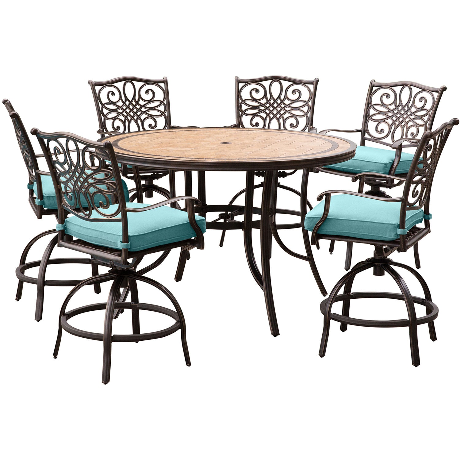 Hanover MONDN7PCBR-C-BLU Patio-Dining-Sets - View #2