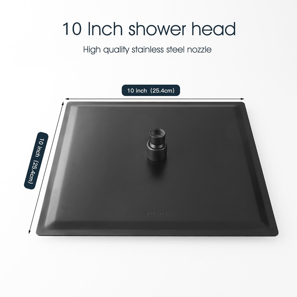 10 Inch Matte Black Stainless Steel Square Rain Shower Head