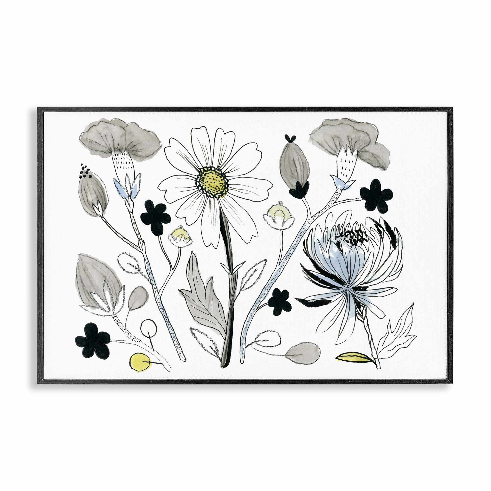 Stupell Industries BS-105-FR-16X24 Simple Drawn Nature Sprigs Black Framed Giclee Art By Ashley Davis 24 x 16