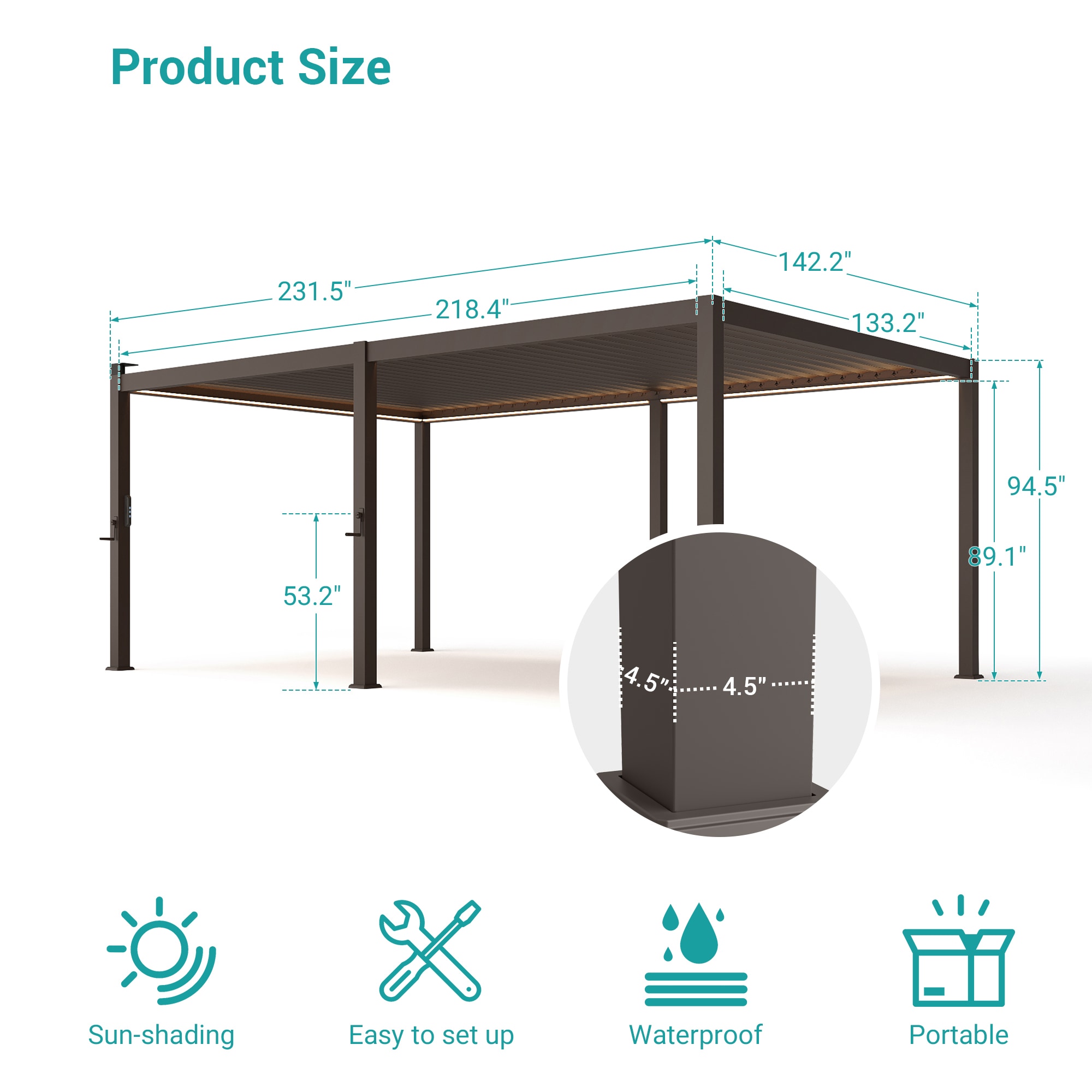 ACEGOSES LW-PTE-LED1220BN Pergolas-2 - View #3