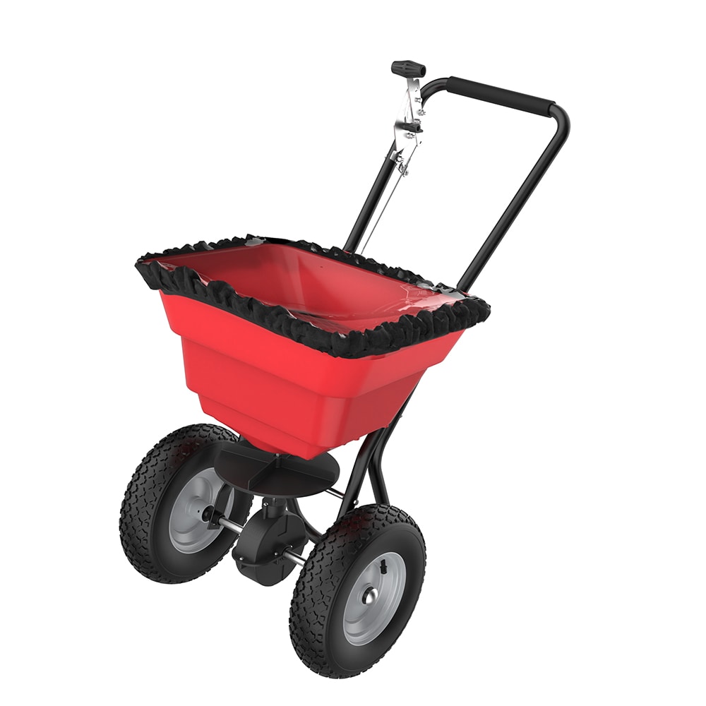 Homsee C-KF580003-01 80lb Walk-Behind Broadcast Spreader with Pneumatic Tires Side Spread Control and Enclosed Gearbox for Lawn Fertilizer Seed and Ice Melt