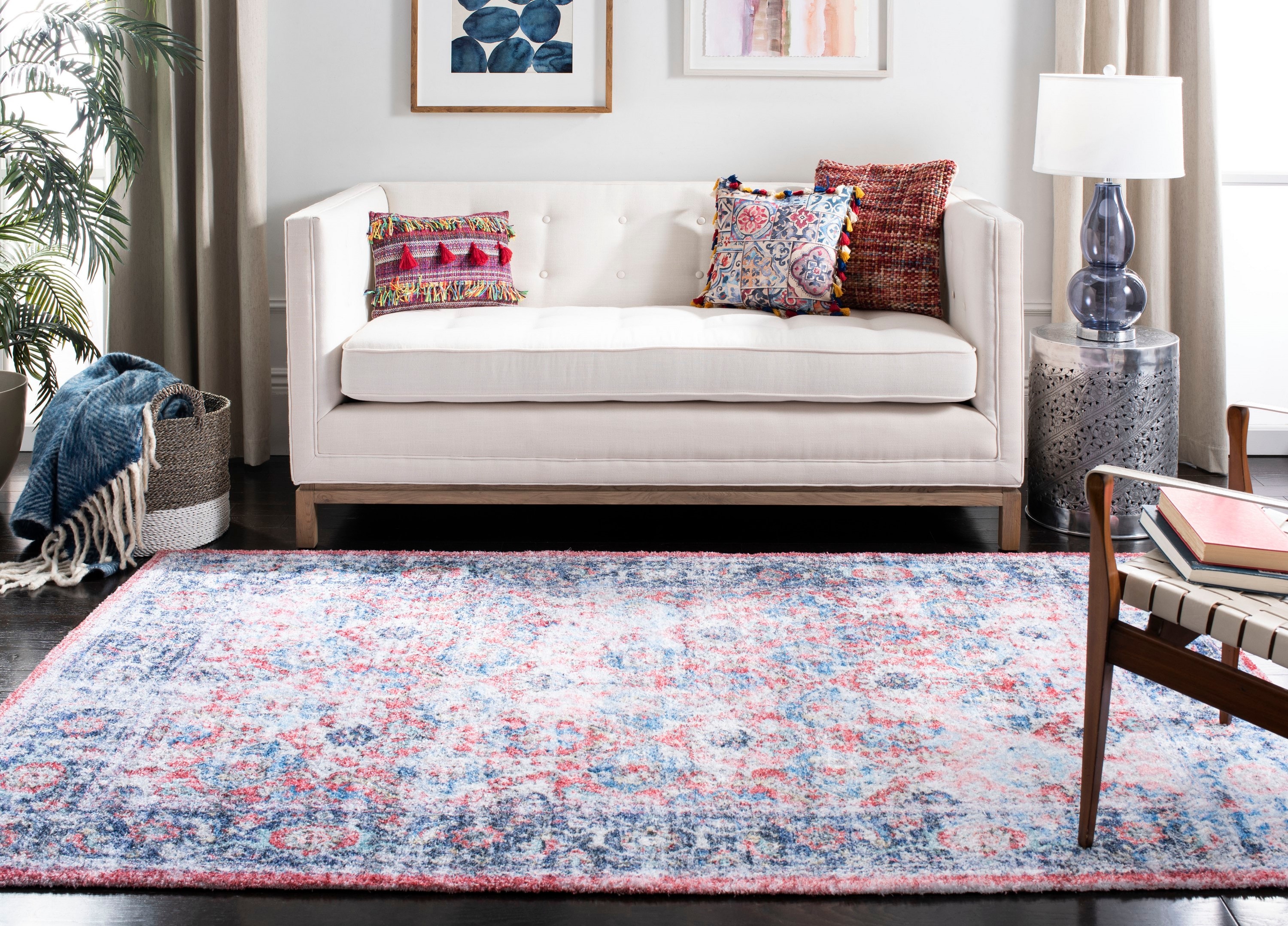 Saffron 3' x 5' Blue and Rust Handmade Wool Cotton Rug