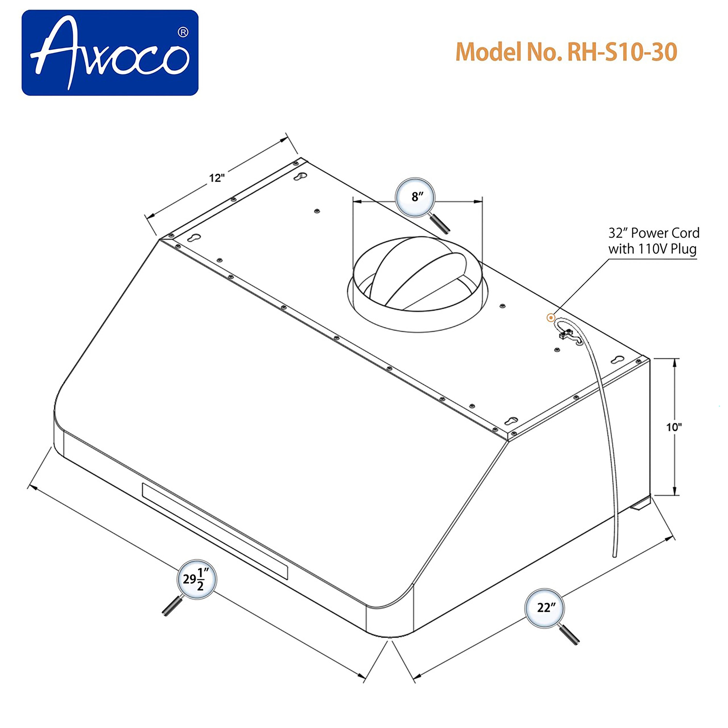 Awoco RH-S10-30E Undercabinet-Range-Hoods - View #7