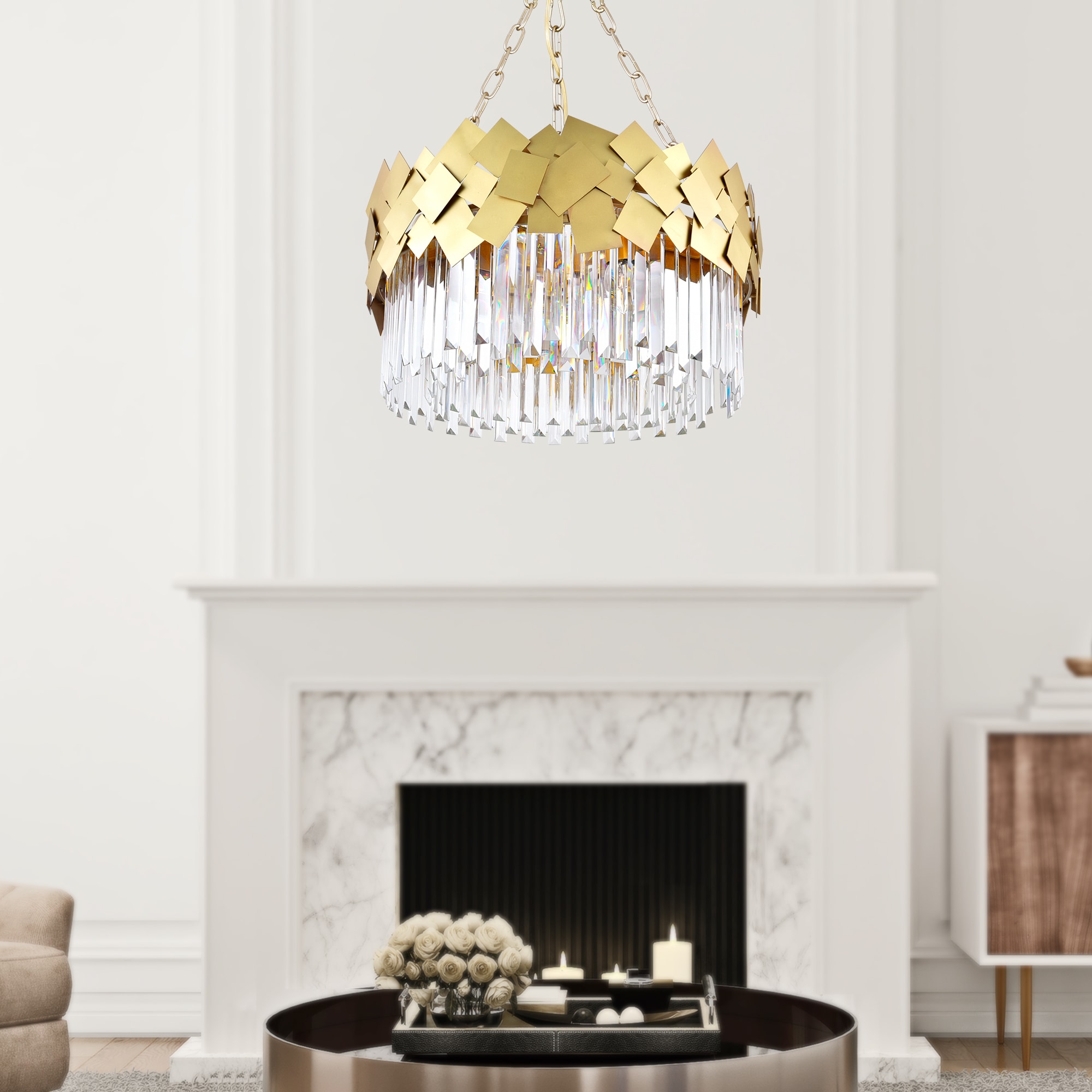 Medallion Gold 24" Crystal Drum Chandelier