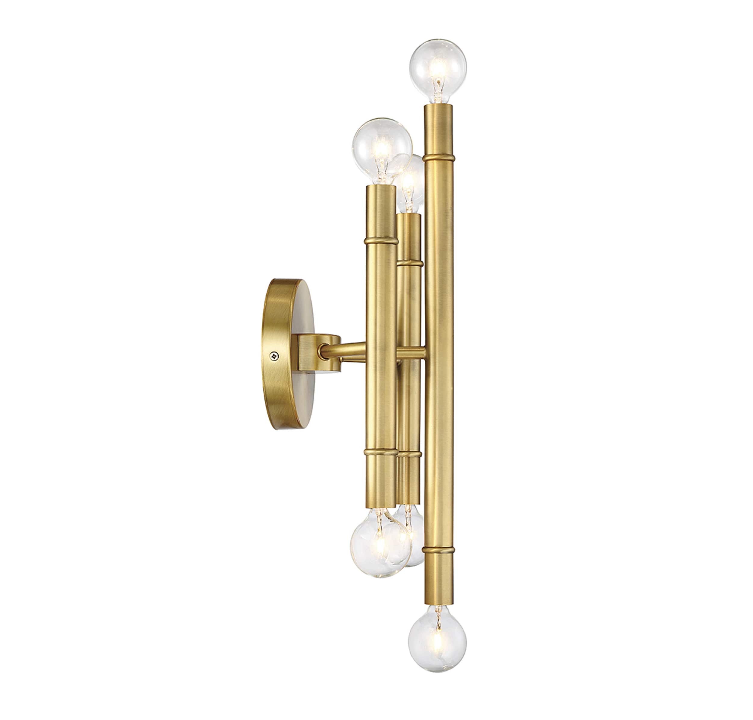 Natural Brass 6-Light Dimmable Wall Sconce