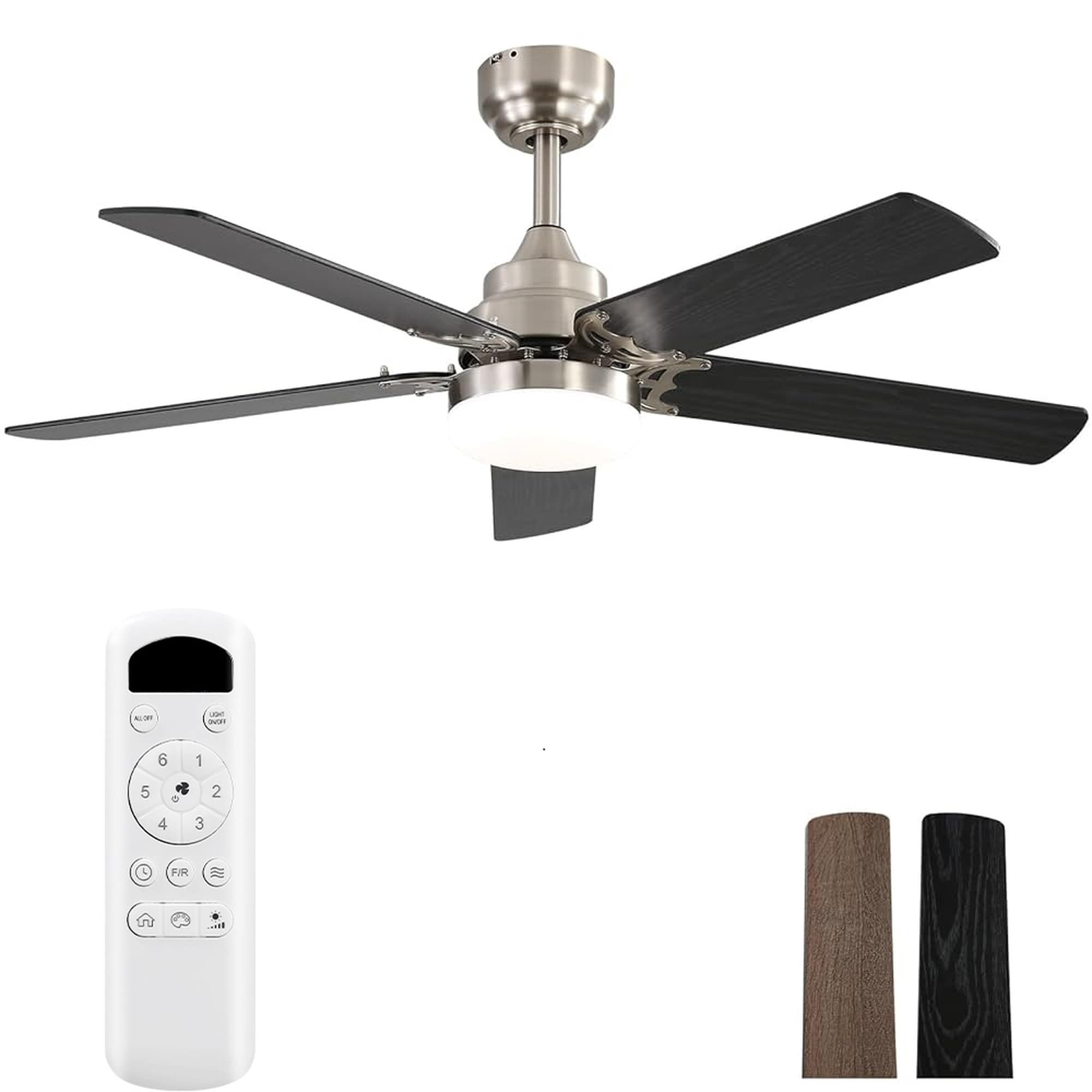 Vorene 42-in Ceiling Fan Light Remote Dimmable LED Memory Reversible DC Motor Timer