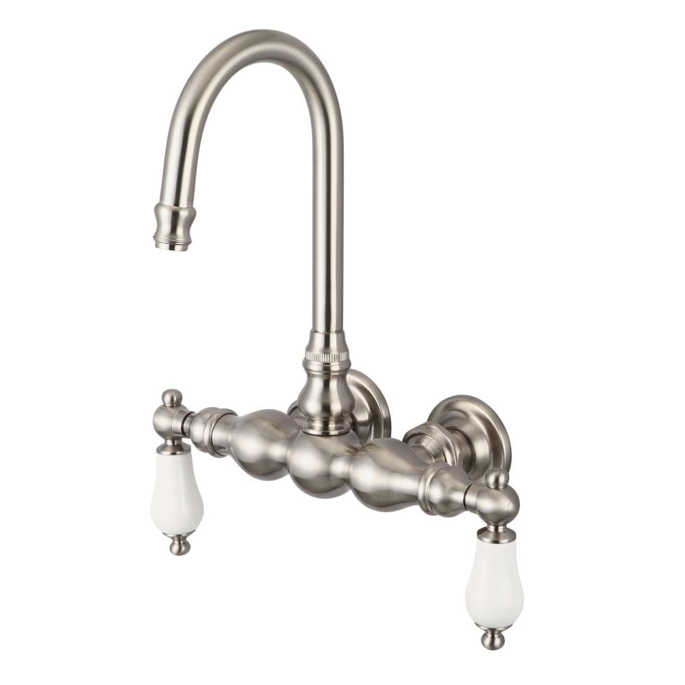 Water Creation F6-0014-02-PL F6 Brushed Nickel 3-handle Wall-mount High-arc Bathtub Faucet with Hand Shower