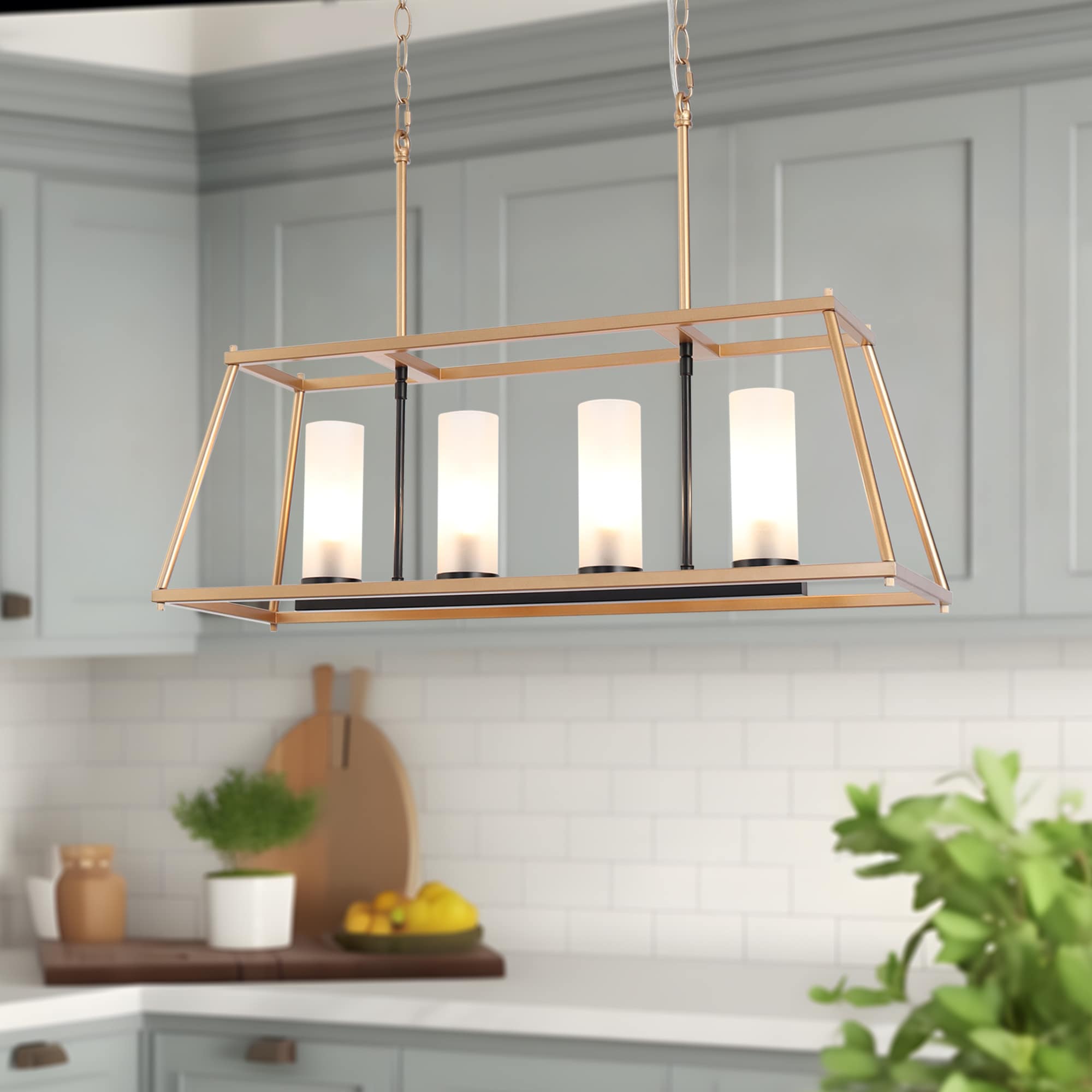 ZEVNI L3IVJIM3W4475S67 Castern Modern 4 -Light Matte Gold Transitional Cage For Use in Bedrooms, Dining Rooms, Foyers, Kitchens, Living Rooms Chandelier