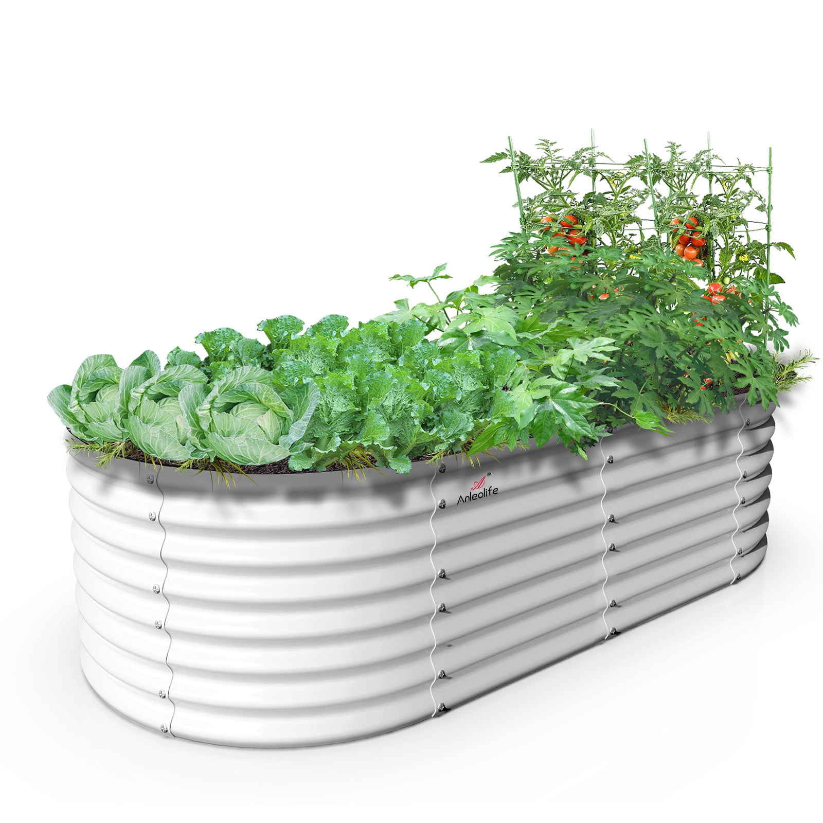 Wildaven GDMS002 27-cu ft 35.43-in W x 70.87-in L x 23.62-in H White Galvanized Metal Raised Garden Bed