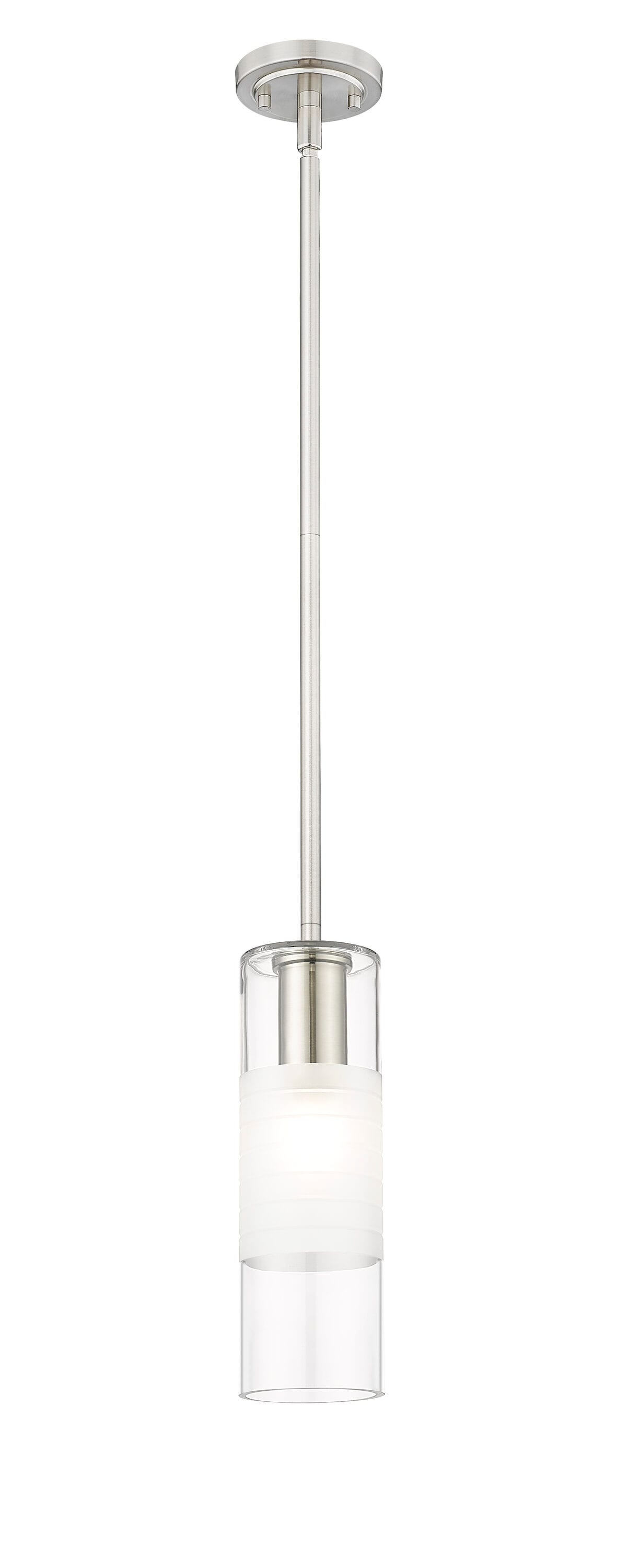 Brushed Nickel Frosted Glass Cylinder Pendant Light