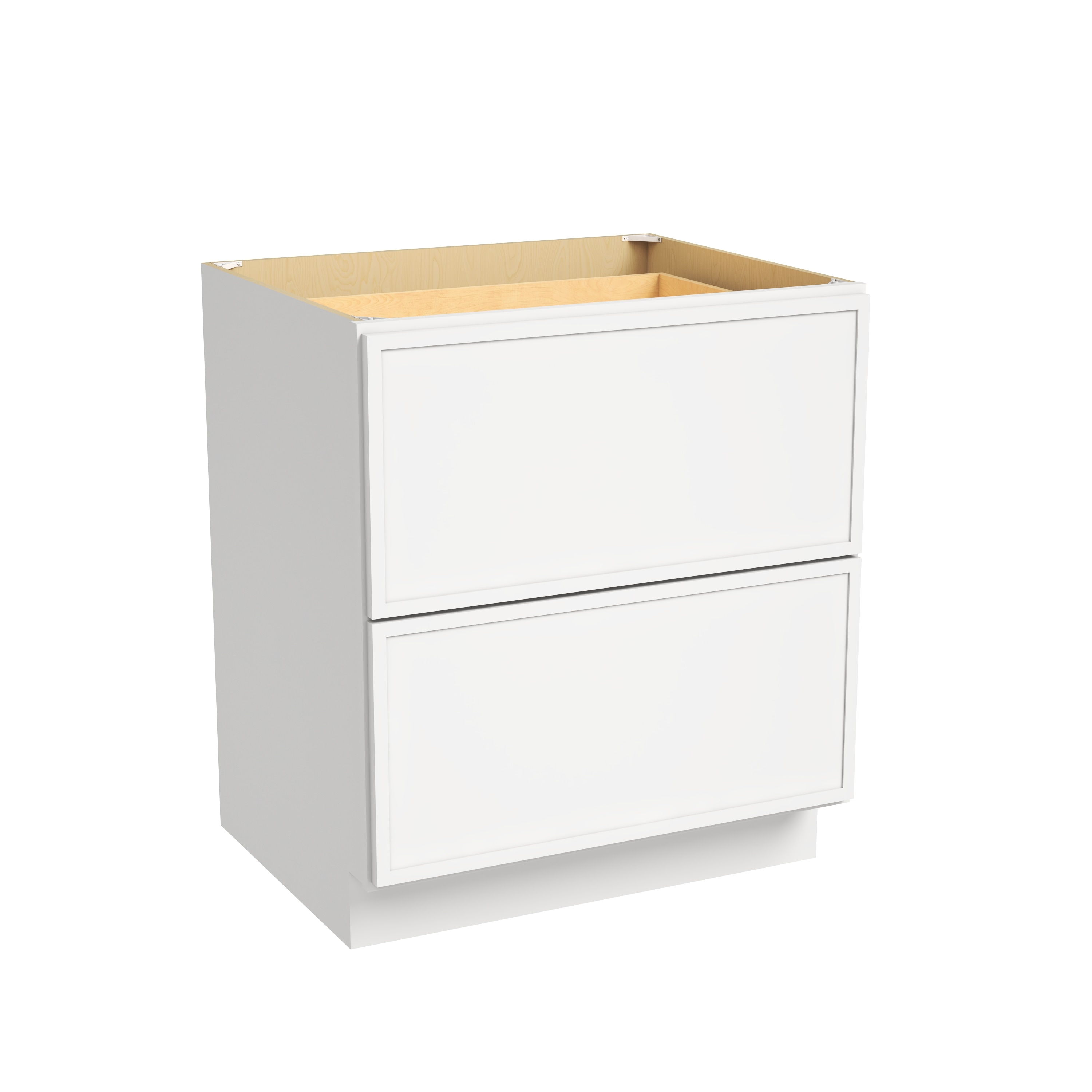 CASAINC 30-in W x 34.5-in H x 24-in D Dove White Ready to Assemble (RTA) Plywood Two Drawer Floor Base Kitchen Cabinet Slim Shaker