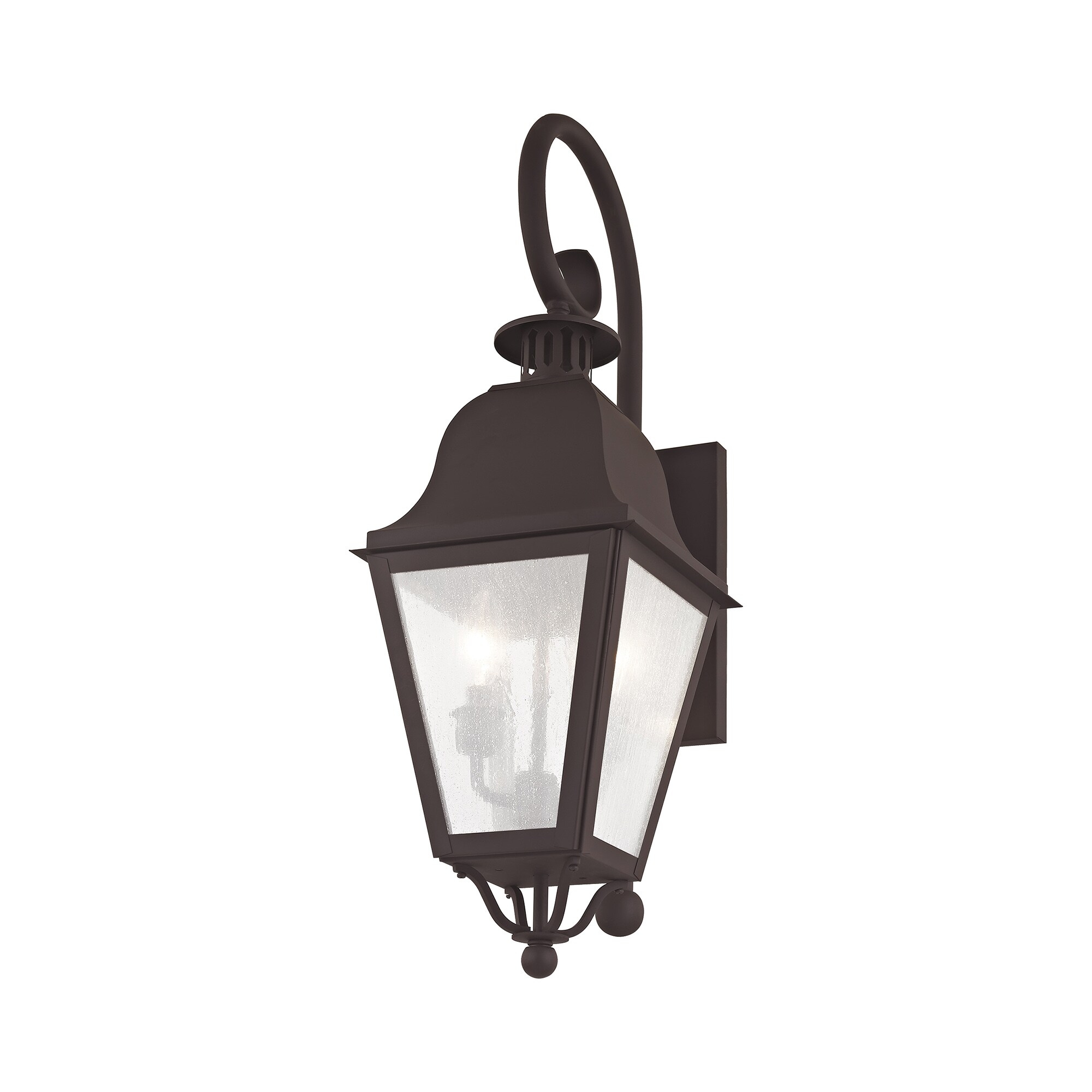 Elegant Bronze Seeded Glass 2-Light Outdoor Wall Lantern