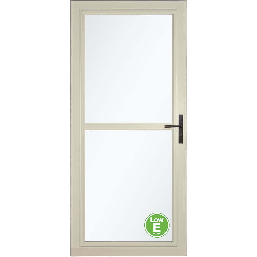 LARSON Tradewinds Selection Low-E 32-in x 81-in Almond Full-view Retractable Screen Aluminum Storm Door with Aged Bronze Handle in Off-White -  14604081E57S