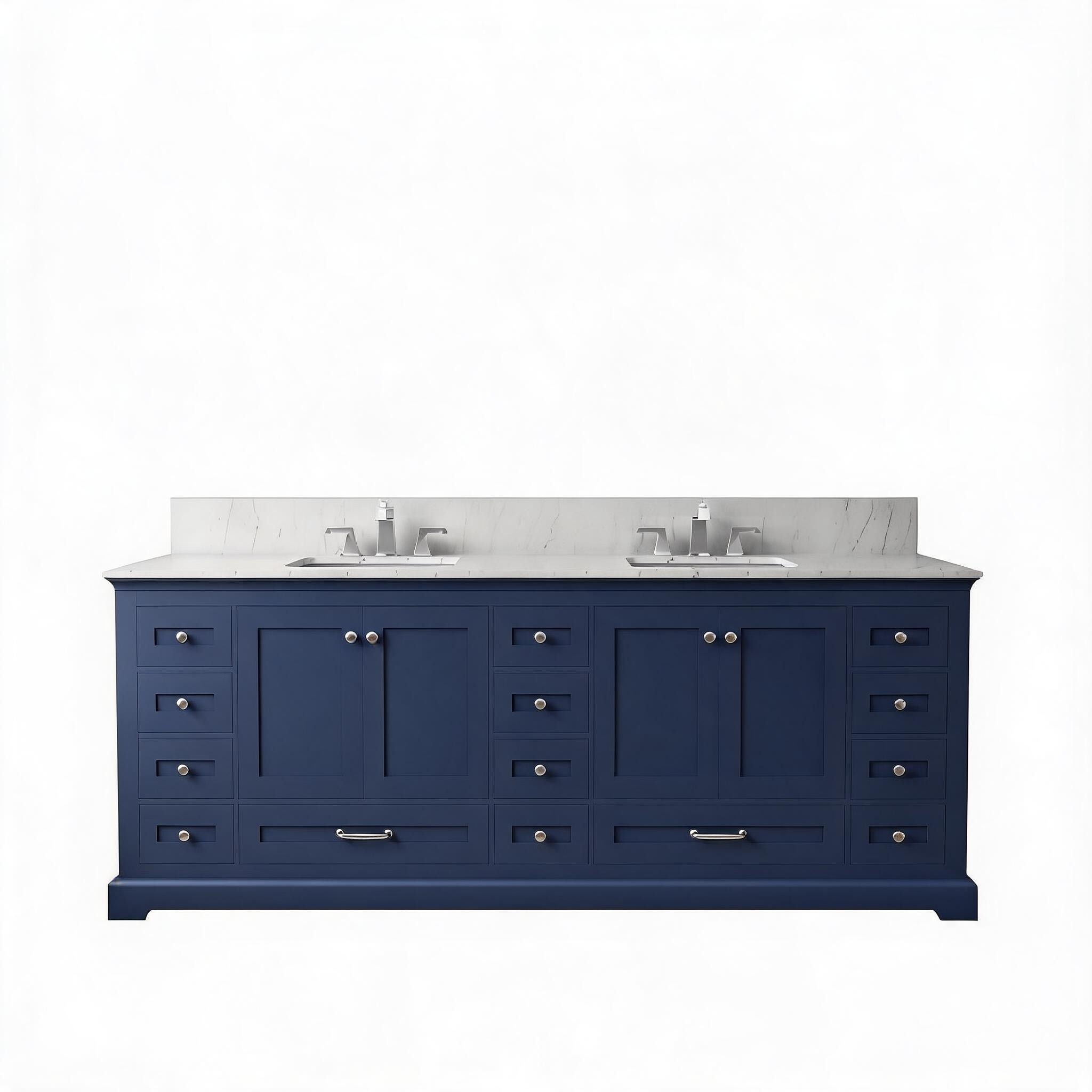 LIVACA 84 inch Navy Blue Wood Double Bathroom Vanity with Soft Close Doors and Ample Storage