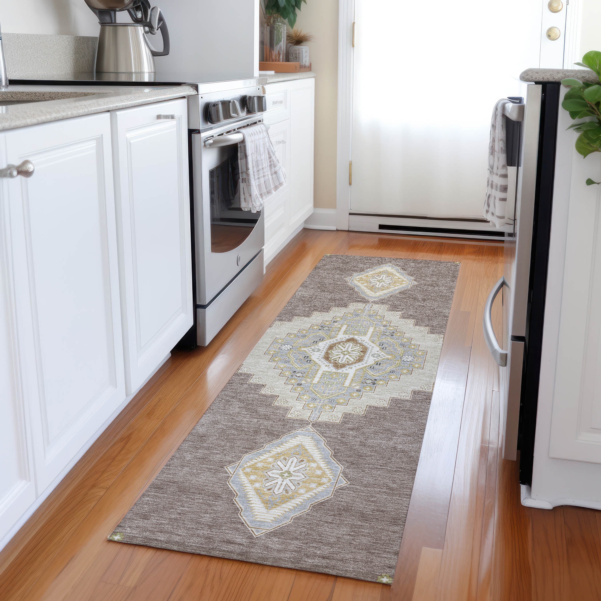 Addison Rugs ACN1014TP2X8 Chantille ACN1014TP 2 x 7 (ft) Polyester Taupe Rectangular Indoor/Outdoor Geometric Machine washable Runner rug