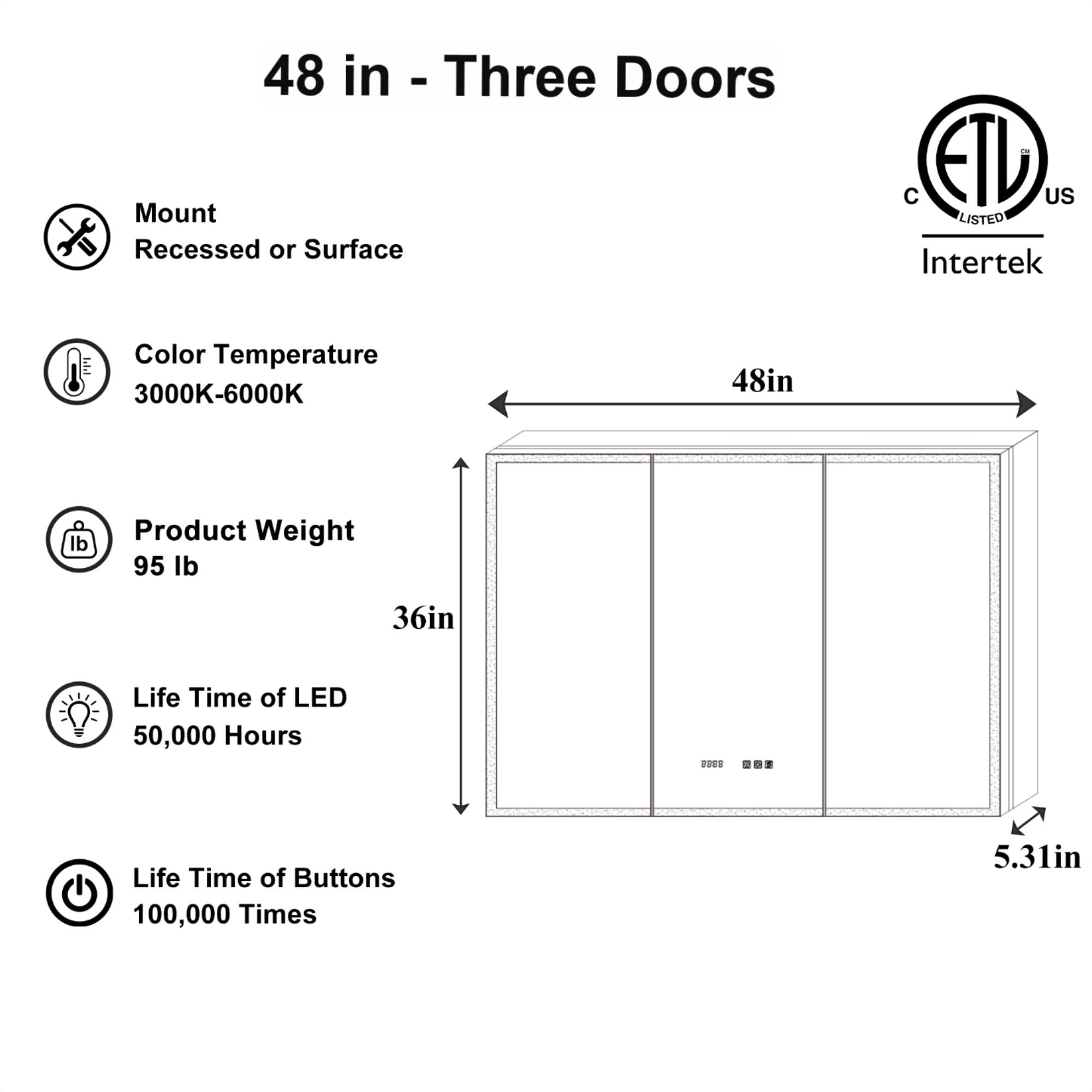 ExBrite EBMC4836V6TX Bathroom-Medicine-Cabinets - View #2