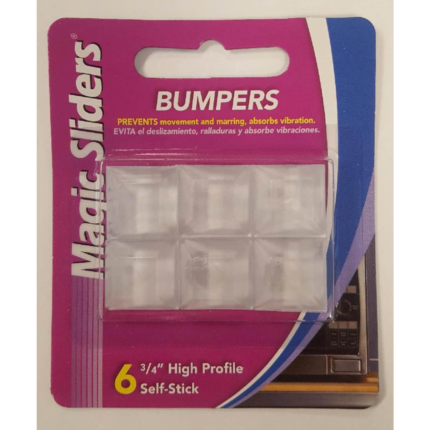 Magic Sliders  Vinyl Self Adhesive Bumper Pads Clear Square 3/4 in. W X 3/4 in. L 6 pk