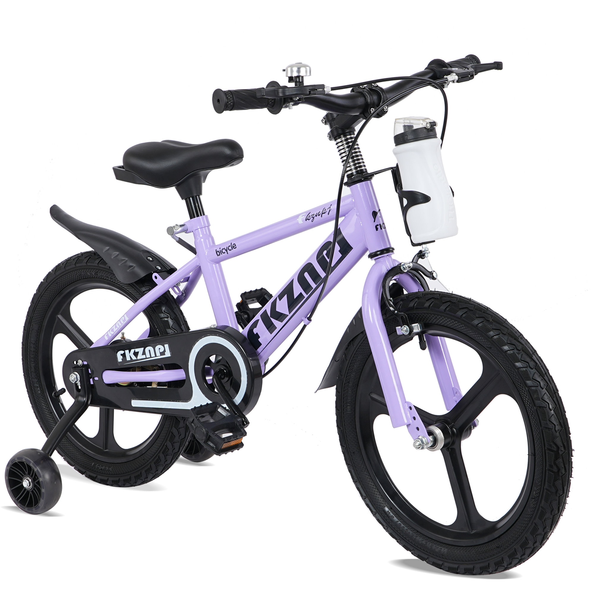 Misopily Kids Bike 18 Inch High Carbon Steel Frame Magnesium Alloy Wheels Training Wheels Night Glow Adjustable Seat Water Bottle Ages 3-9