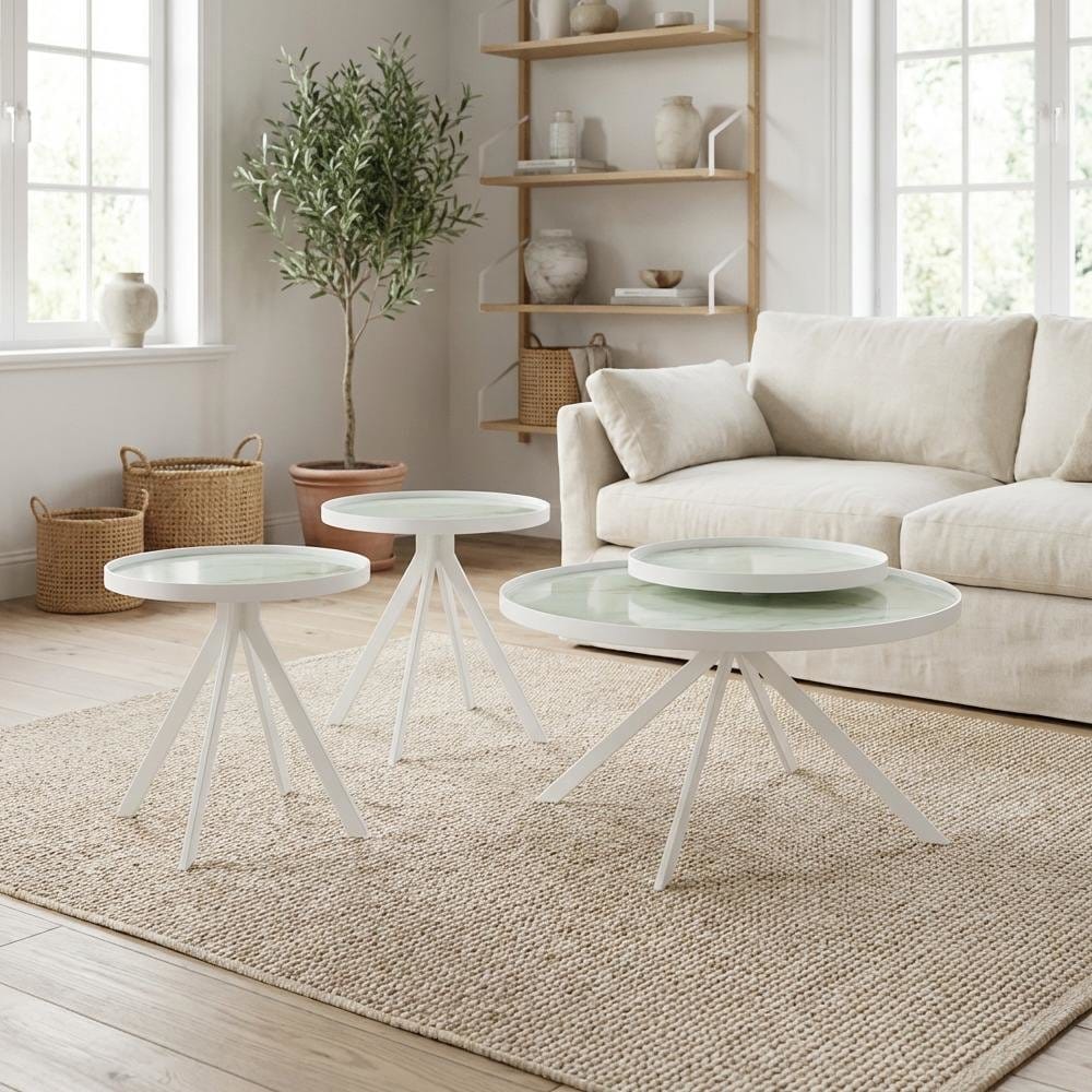 FurniFact BO3942126WHT Accent-Table-Sets - View #3