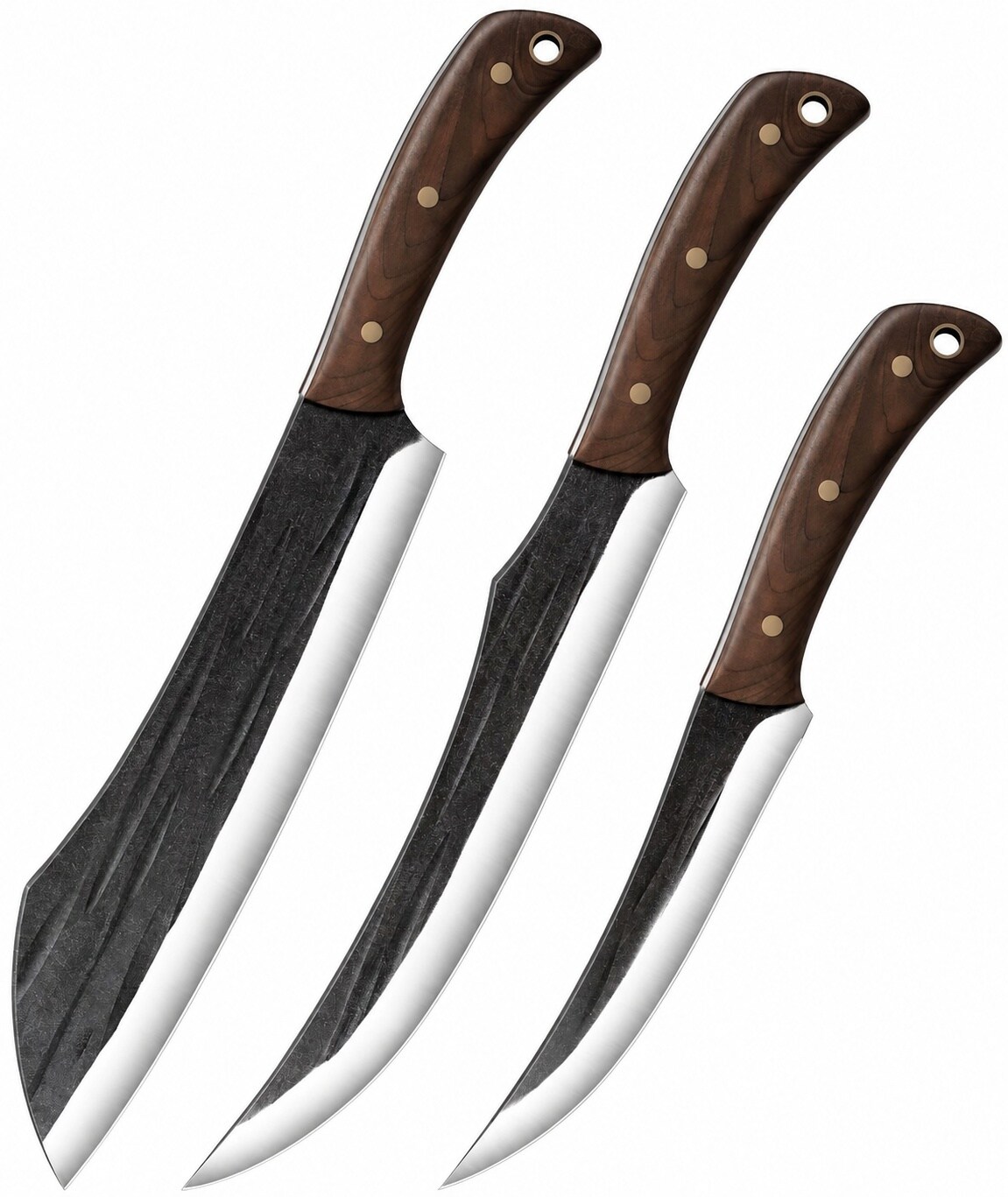 Etokfoks 3 Piece High Carbon Stainless Steel Straight Edge Butcher Knife Set with Ergonomic Full Tang Handle for Meat #LETUPHLB2
