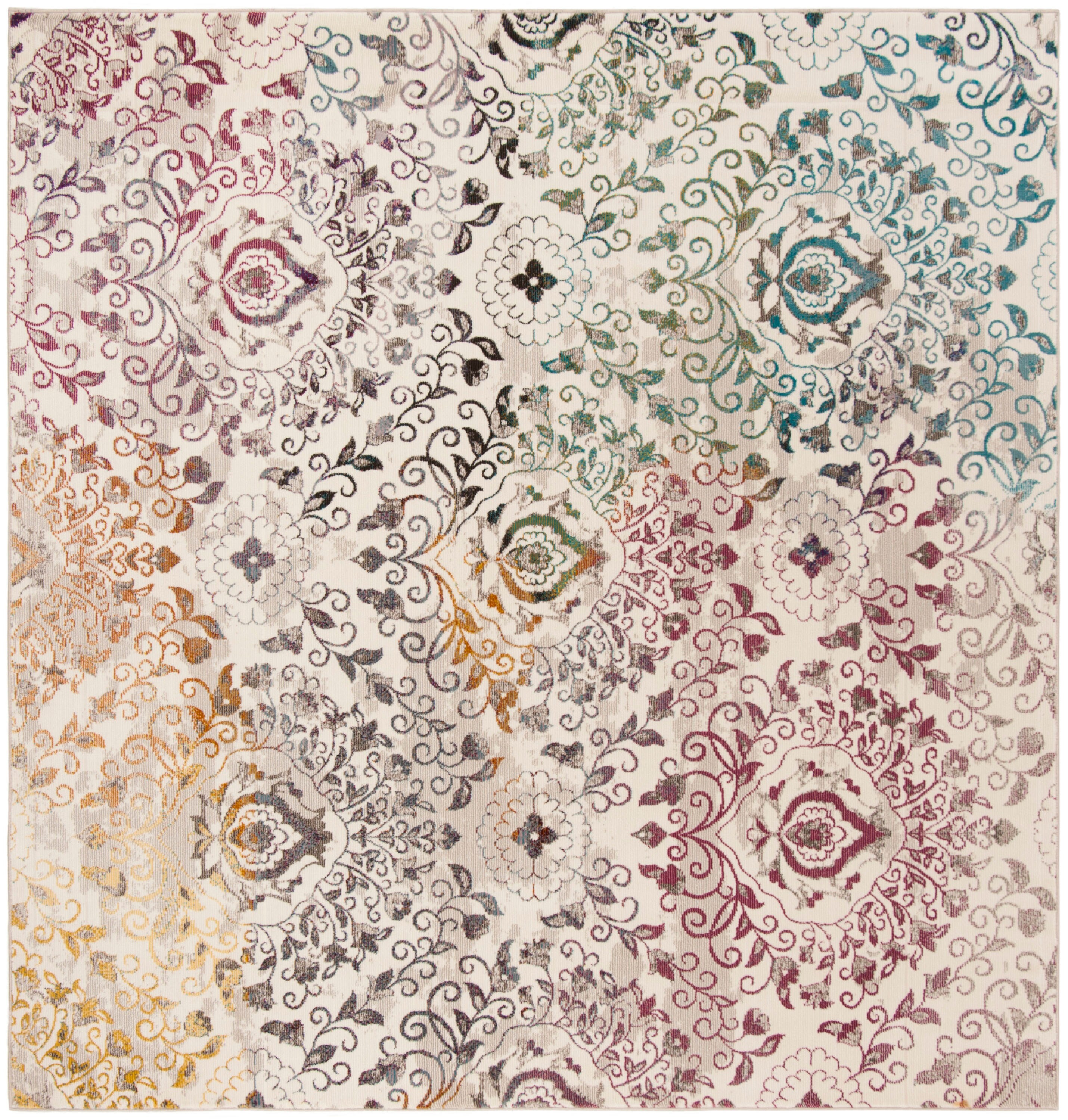 Safavieh ARA172C-6SQ Aria Fostat 6 x 6 (ft) Loomed Polypropylene Cream/Multi Square Indoor Abstract Bohemian/Eclectic Area rug