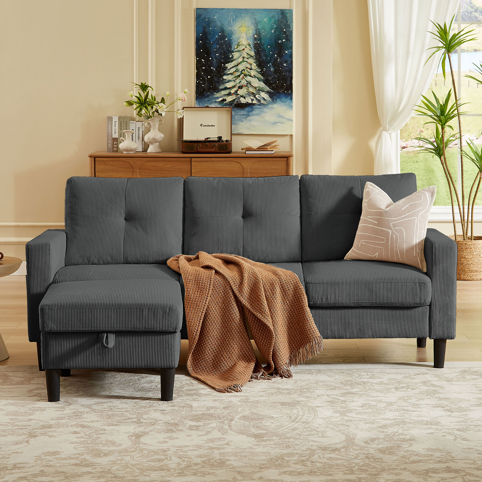 家具 3-seater sofa, 1-seater sofa, good condition Jarenie YMX31 79.14-in Modern Dark Grey Polyester/Blend 3-seater