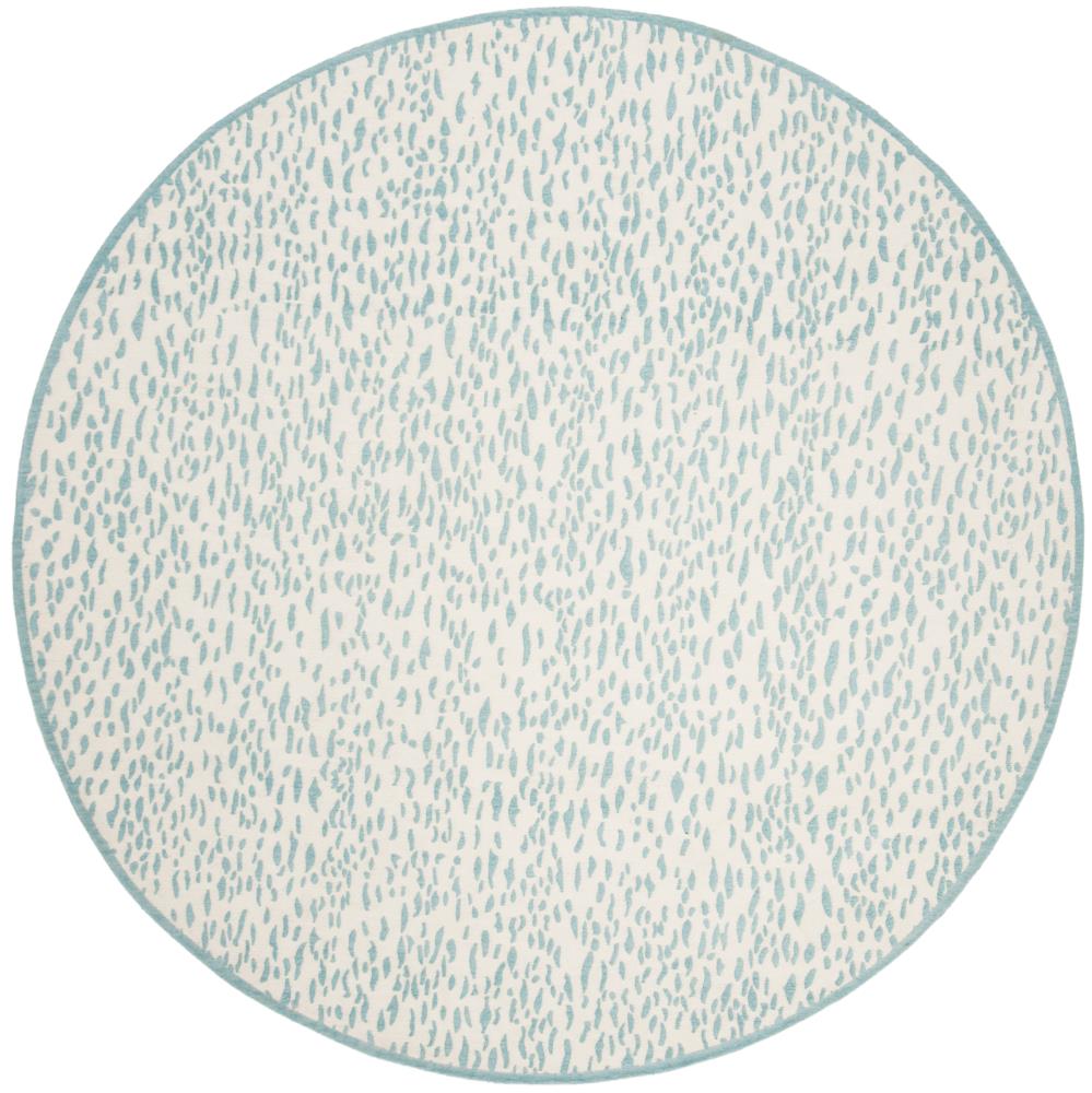 Safavieh MRB657T-6R Marbella Sunetra 6 x 6 (ft) Loomed Polyester Ivory/Turquoise Round Indoor Abstract Area rug