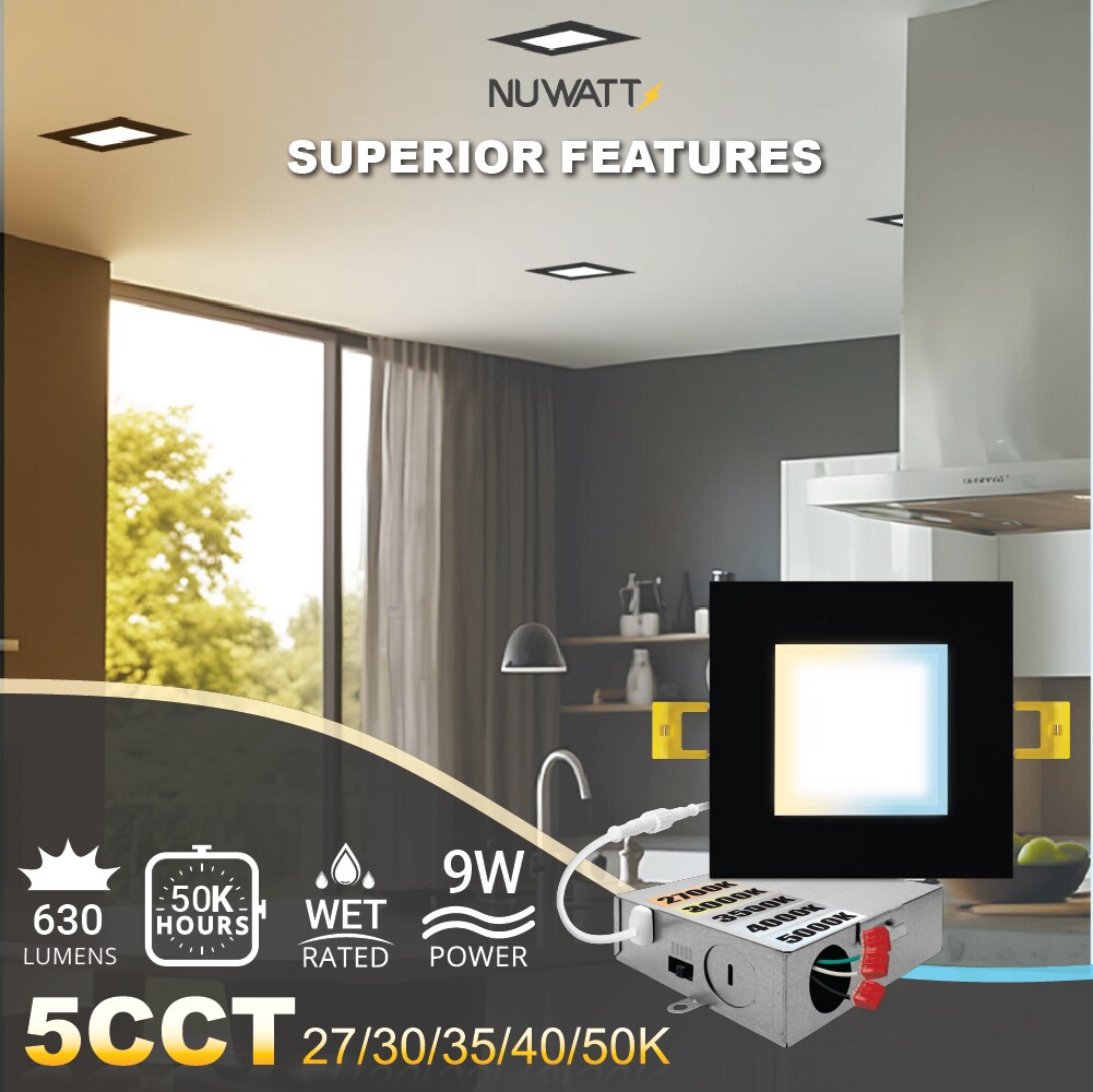 NUWATT P-SQDL-4-9W5CT-BLK12 Led-Retrofit-Downlight - View #4