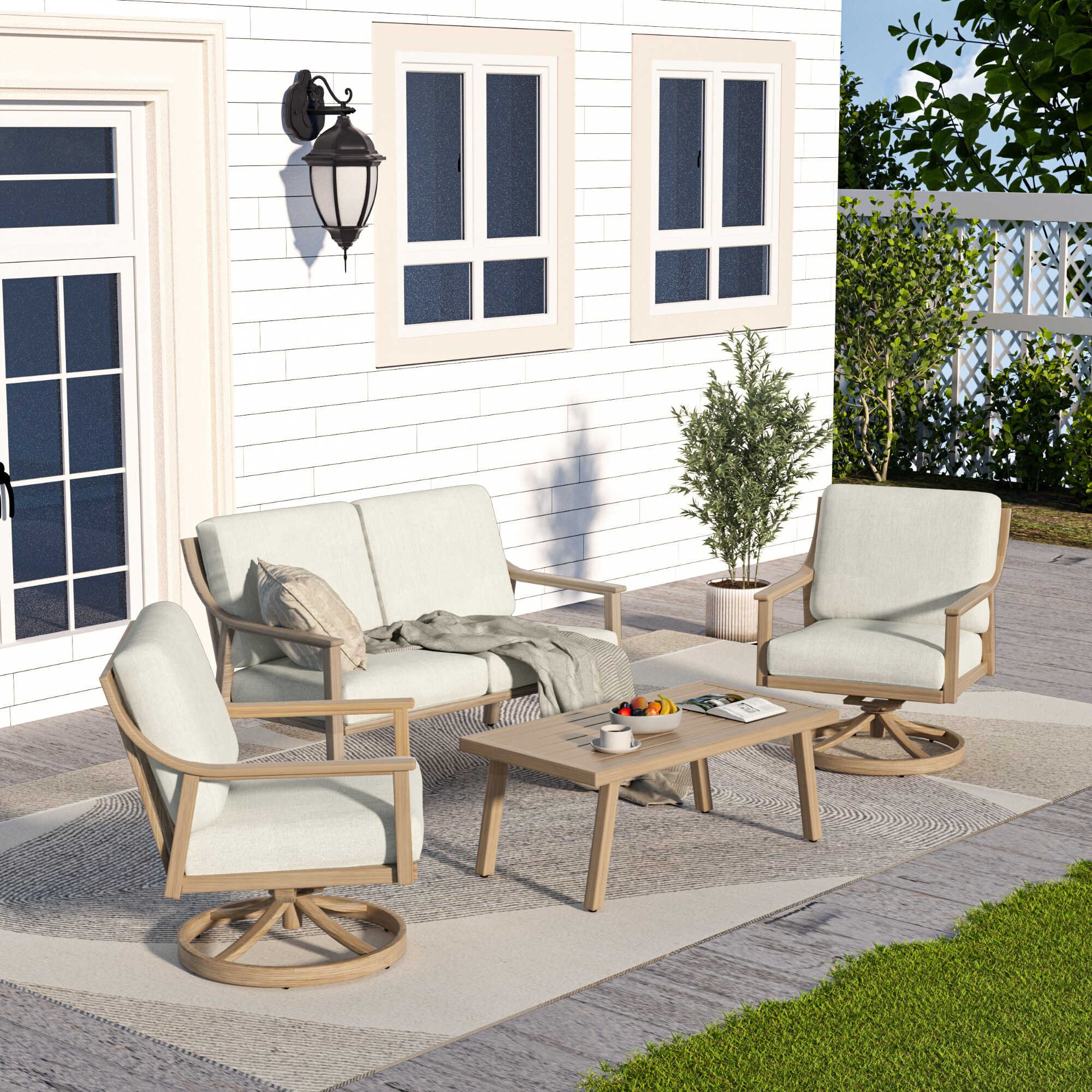  CP-SF4-MM-D3-WL2 4 -Piece Patio Conversation Set with White Cushions