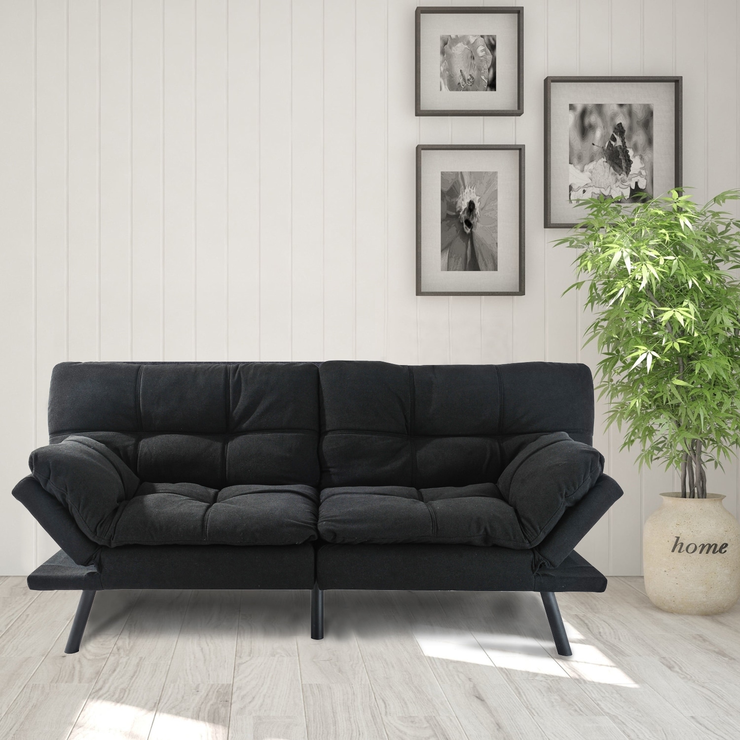 Sumyeg Black Contemporary/Modern Polyester Sofa Bed in the Futons ...