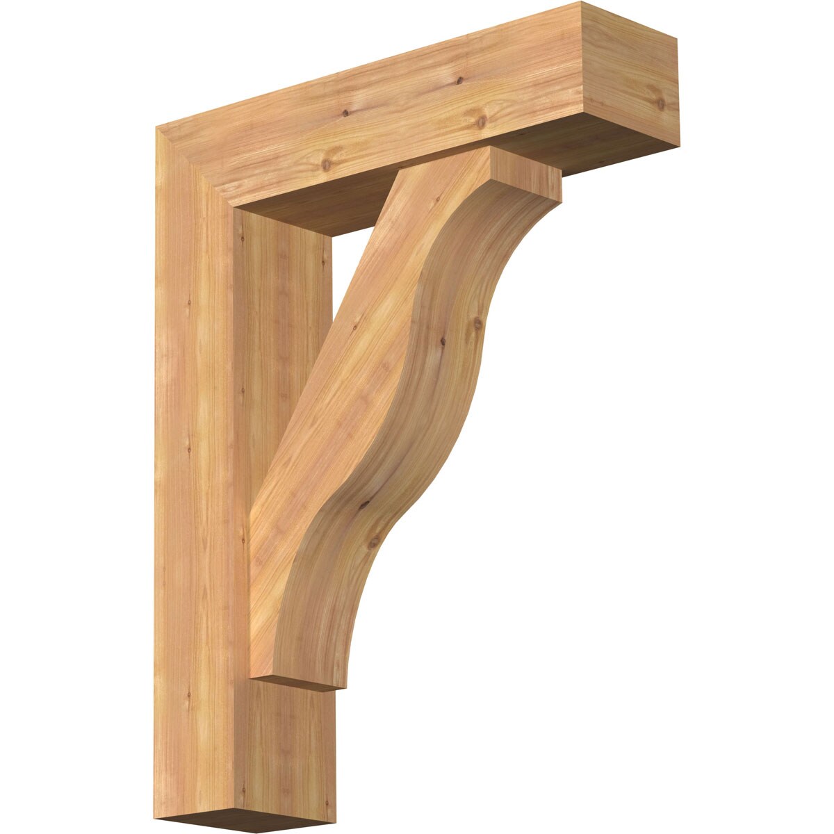 Ekena Millwork 1462384 Funston Block Smooth Bracket with Offset Brace 7-1/2-in x 28-in x 36-in Western red cedar Brown Wood Standard bracket