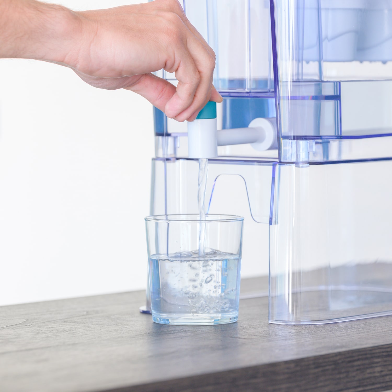 Perfect Pour XL 35-Cup Blue Water Filter Dispenser with Evolve+ Filters