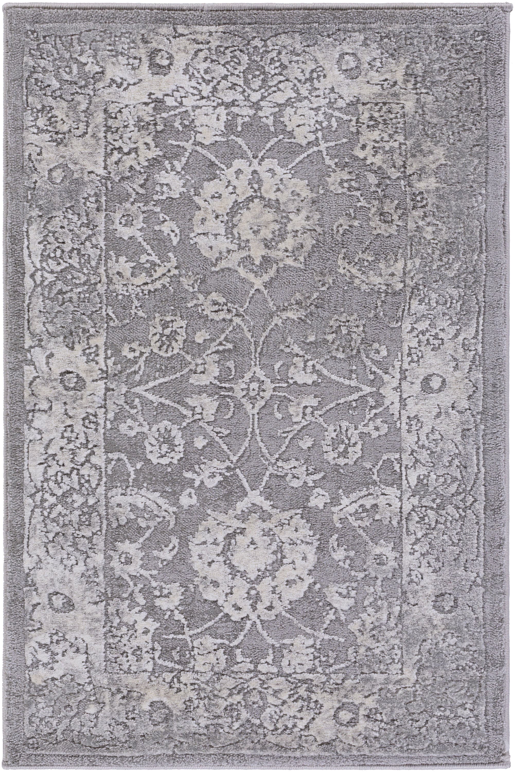 Reversible Easy-Care Stain-Resistant Synthetic Area Rug in Soft Gray