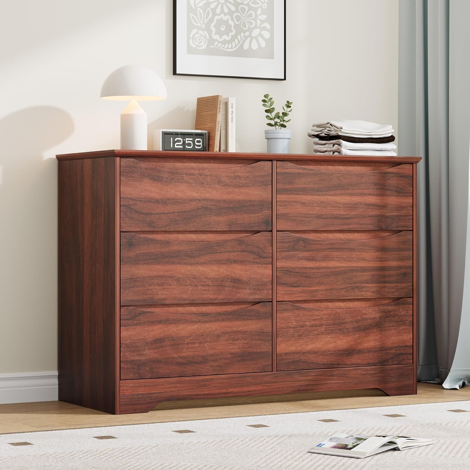 red 6 drawer dresser Red Wooden 6-Drawer Dresser | Novi Living Jolene