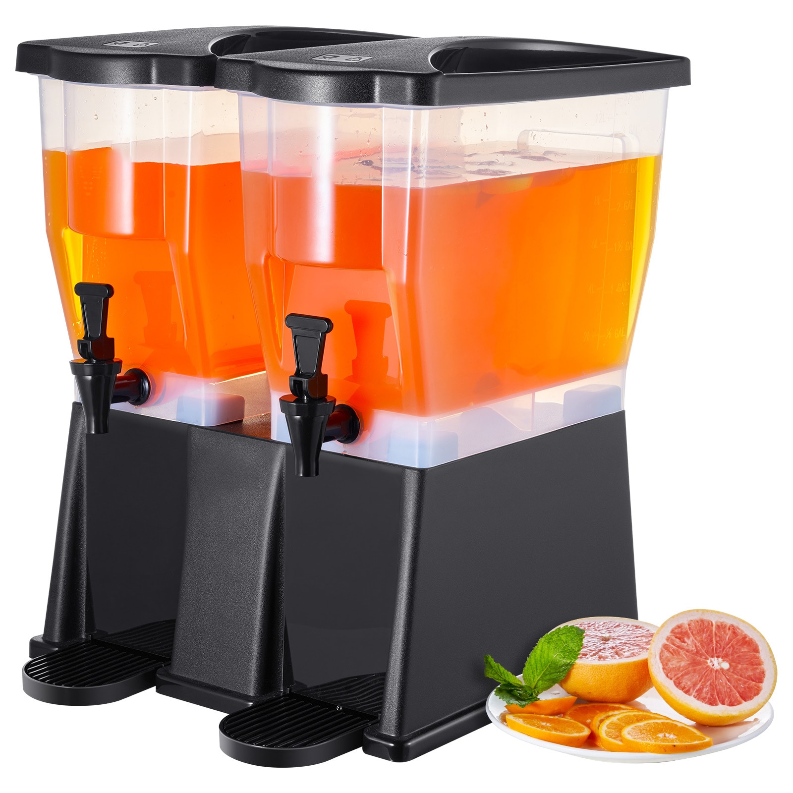 GIVIMO 3-gal x 2 Beverage Dispenser with Stand Spigot Lid Dual 11-L Plastic Drink Dispenser for Iced Tea Lemonade Juice Water Restaurant Hotel Party