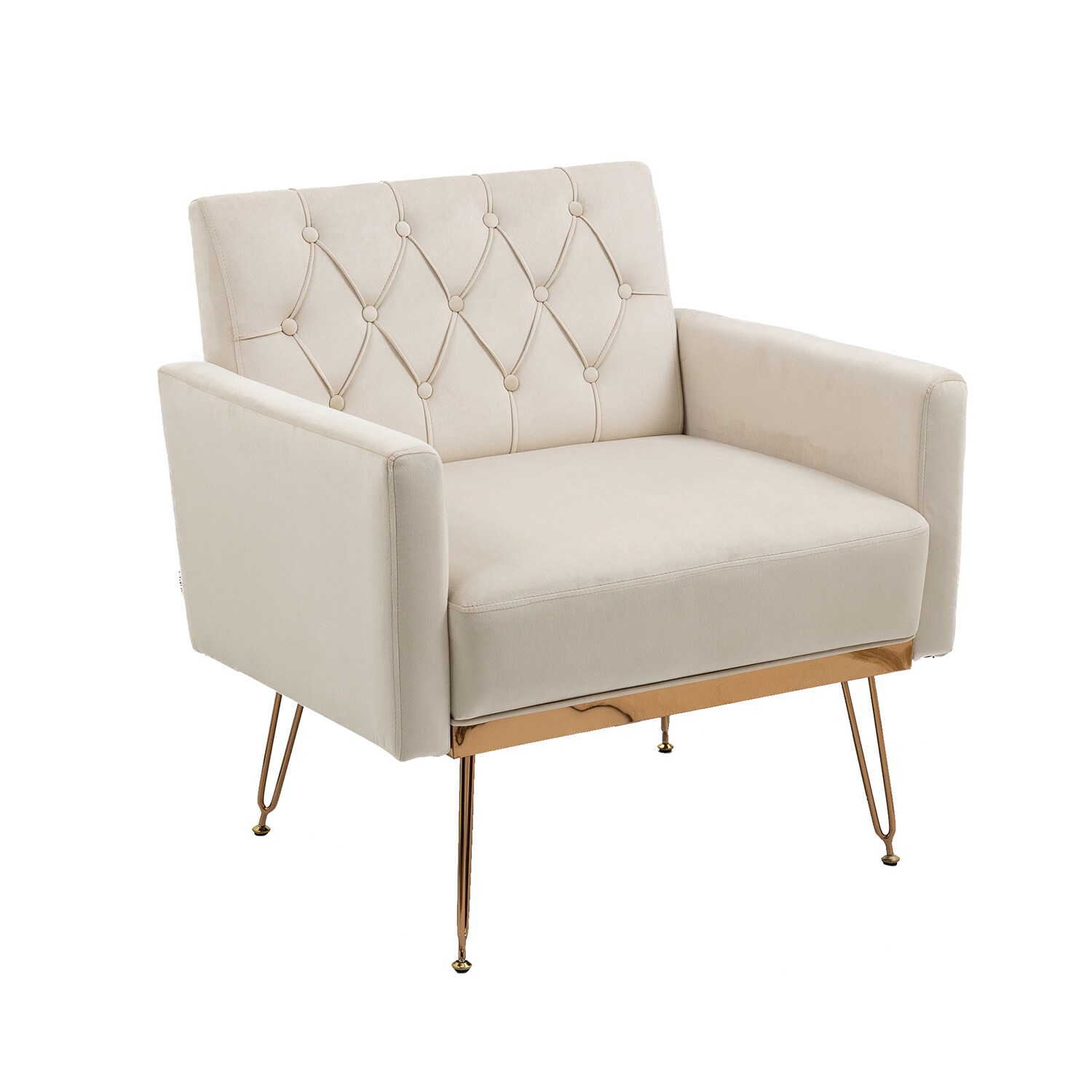 Bybafun YA6100105 Casual Beige Velvet Accent Chair