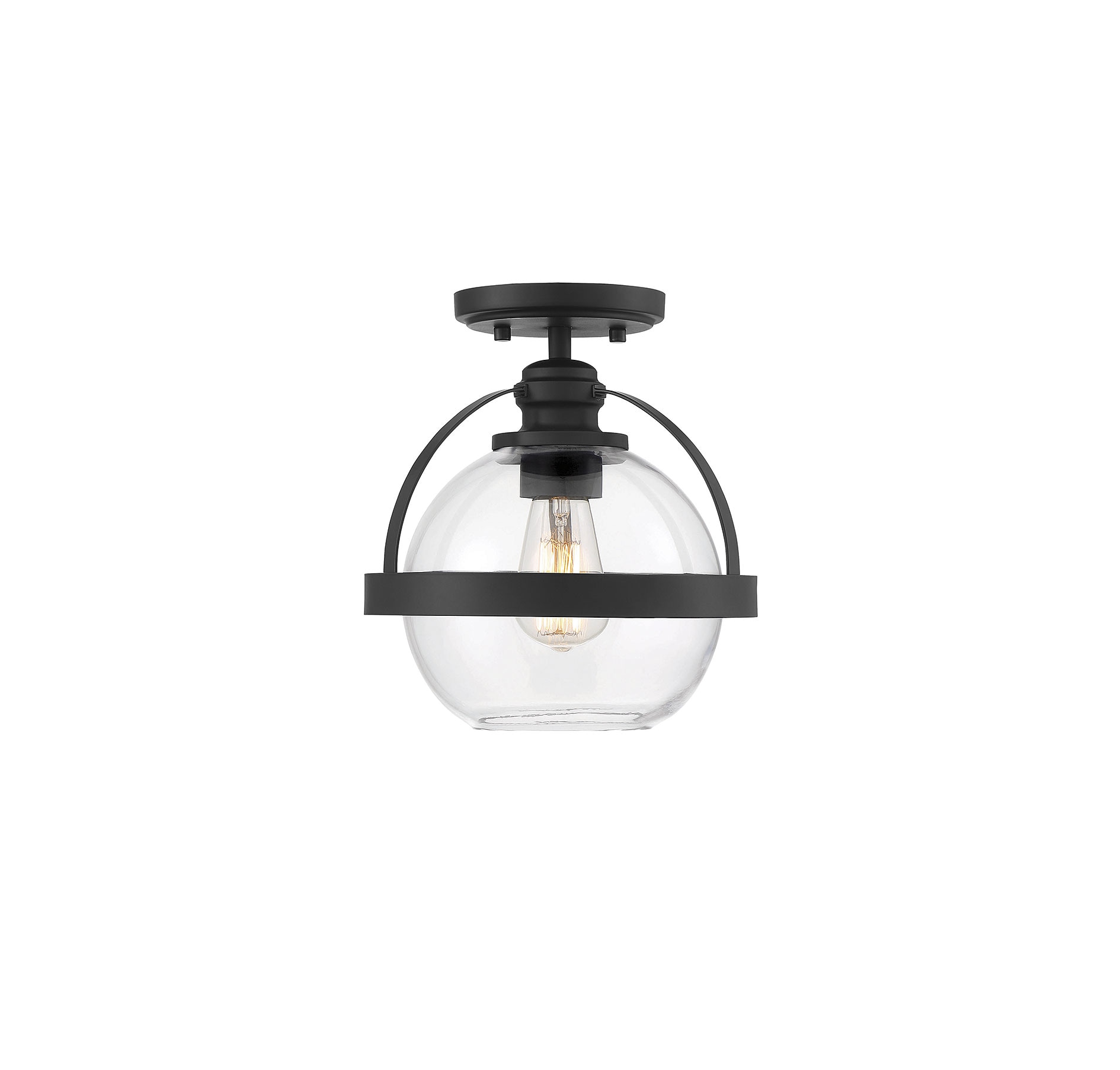 Matte Black Glass Semi-Flush Mount Ceiling Light