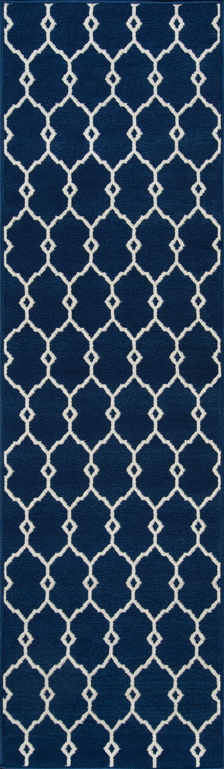 Momeni BAJA0BAJ-2NVY2376 Baja 2 x 7 (ft) Polypropylene Navy Rectangular Indoor/Outdoor Trellis Coastal Runner rug