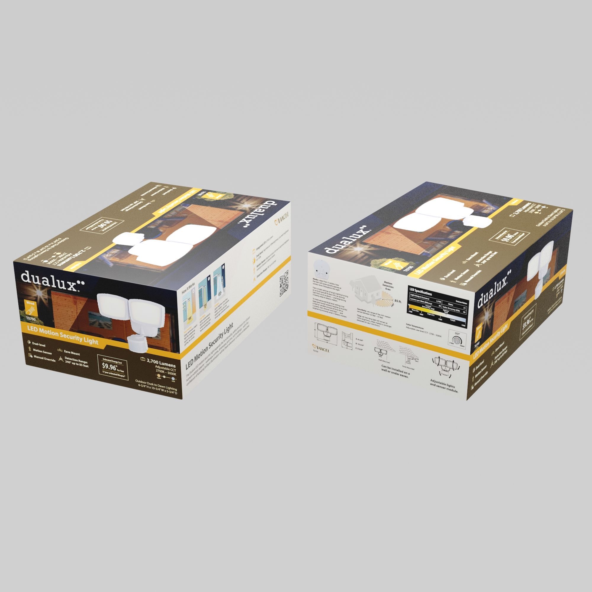 White Dual Head LED Outdoor Security Flood Light with Motion Sensor