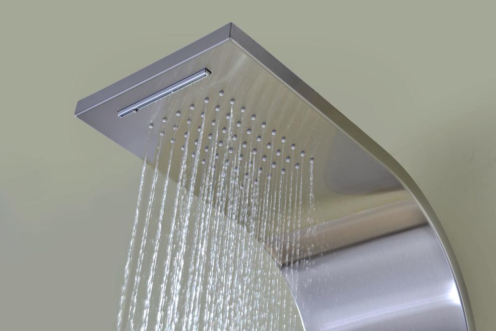 ANZZI Niagara Brushed Steel Waterfall Shower Panel System with 3 