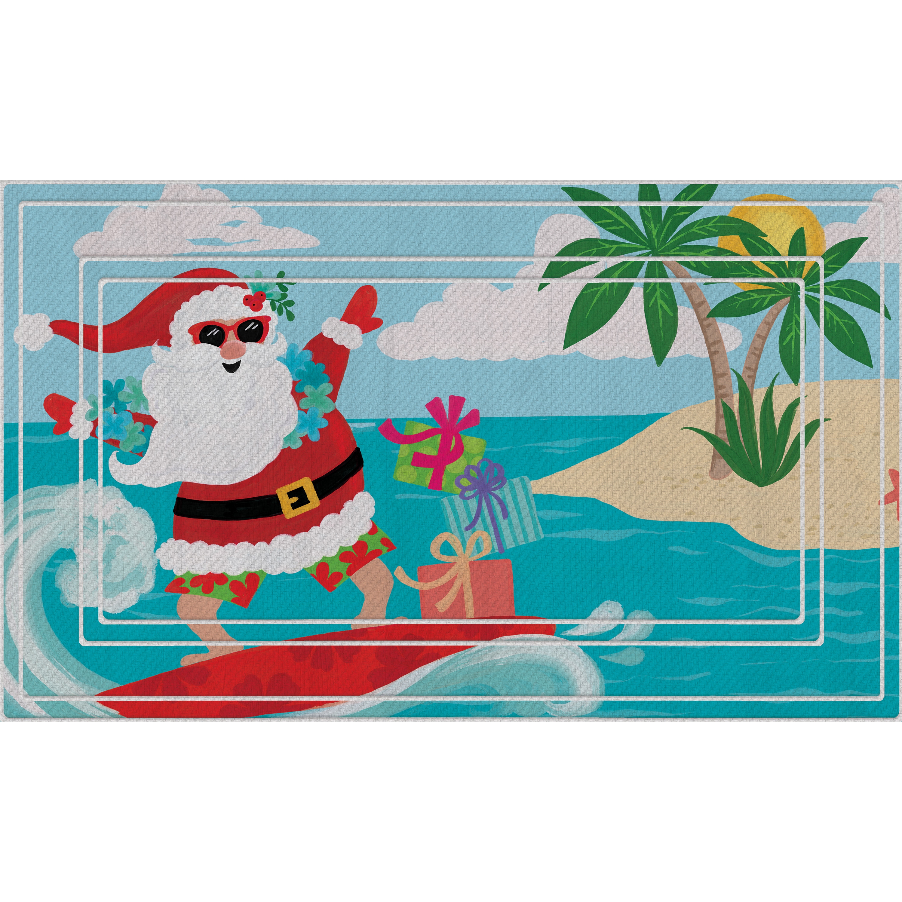 Holiday Living 60-843-2203-01800030 Multiple colors/finishes Recycled rubber Rectangular Indoor or outdoor Decorative Tropical Door mat