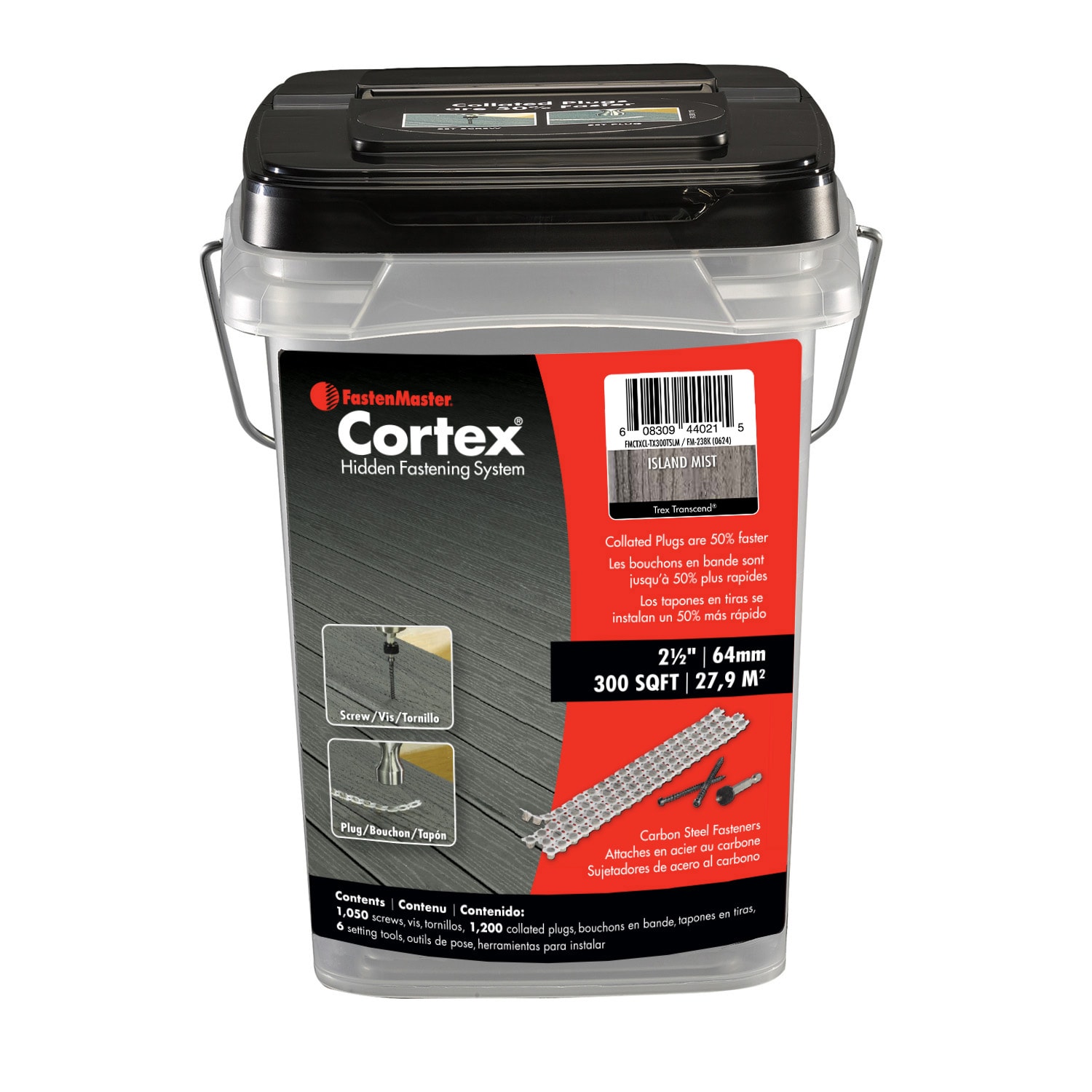 FastenMaster FMCTXCL-TX300TSLM Cortex for Trex Transcend Decking 2.5 Inches Island Mist Hidden Deck Fastener 300 Square feet ( 1050 -Pack )