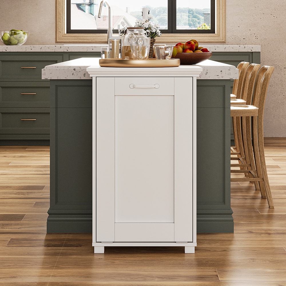 Homsee C-KF510018-01 10-Gallon Trash Can Cabinet with Deodorising Function - White MDF Wood Cabinet (No Trash Can Included)